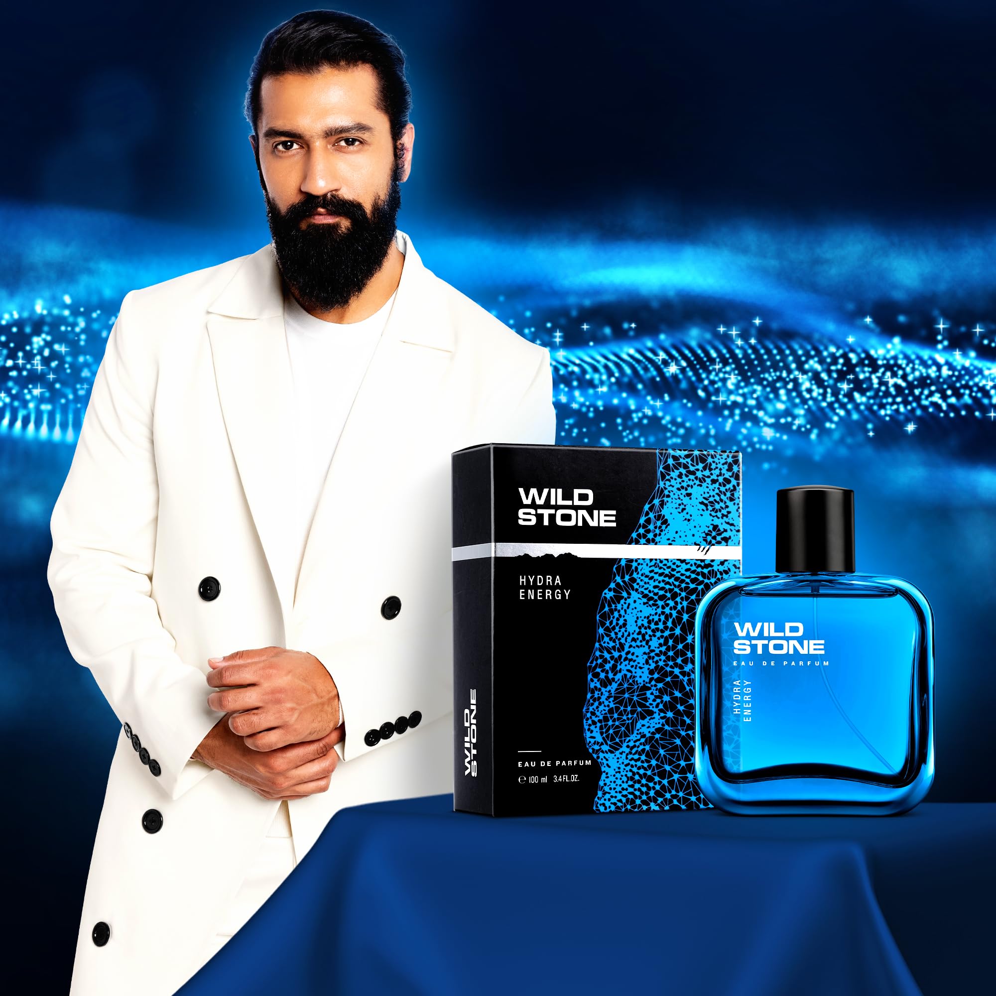 Wild Stone Hydra Energy Cologne for Men - 50ml Eau de Toilette Spray - Long Lasting Fresh Fragrance for Day & Night Wear - Gym, Office & Date Night Scents