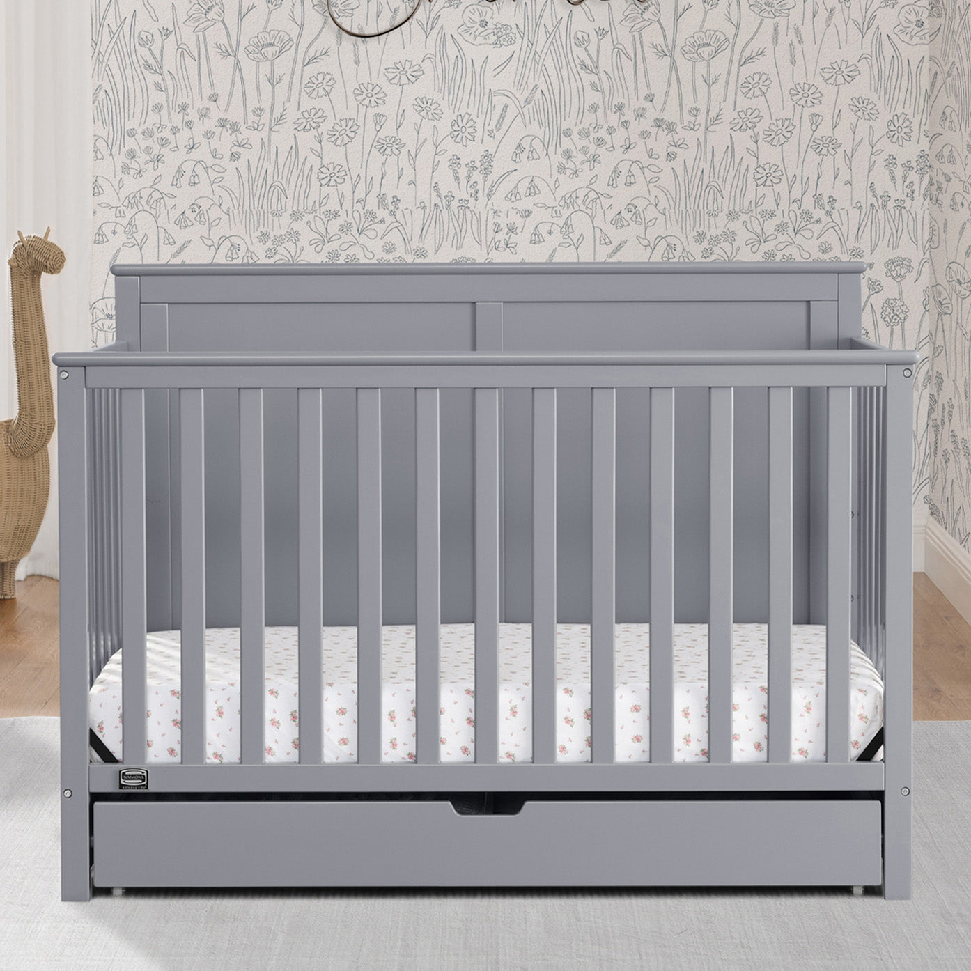 Logan 6-in-1 Convertible Baby Crib with Underdrawer Storage - White Nursery Furniture for Newborn to Toddler Bed | Perfect for Small Spaces & Modern Nurseries