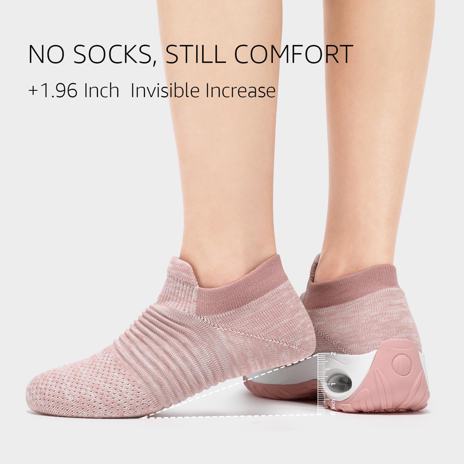 HKR Women's Slip-On Walking Shoes - Breathable Mesh Upper, Cushioned Sock Sneakers with Arch Support - Lightweight & Comfortable for Walking, Travel, Work - Dark Pink Size 8
