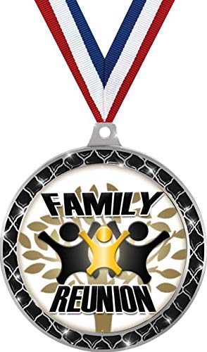 2.5 Inch Black Trellis Family Reunion Medal - Silver Plated Award Trophy for Kids & Adults - Perfect for Family Reunion Prizes, Competitions & Special Events