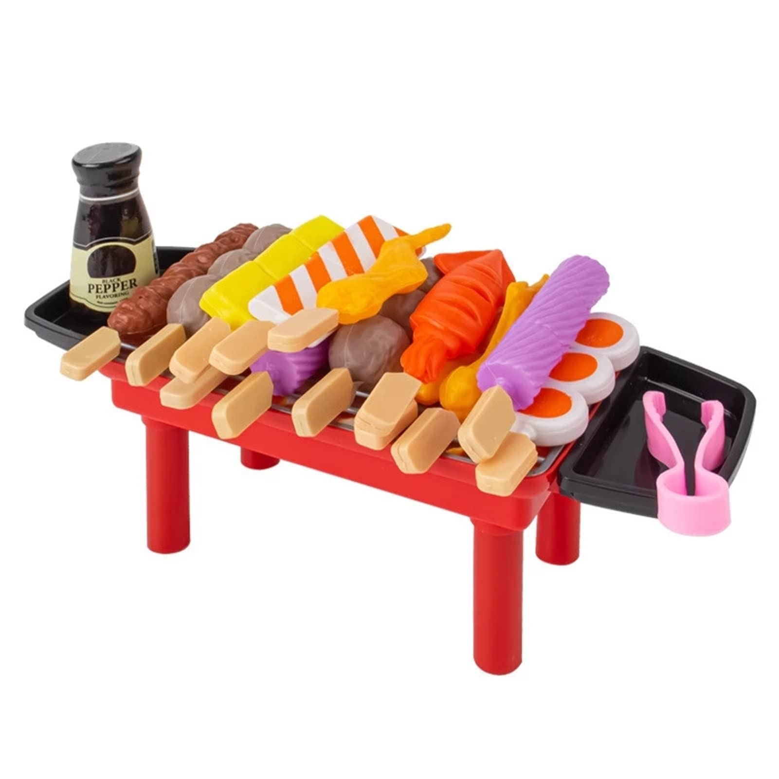 PUOX Kids Mini BBQ Grill Toy Set - Realistic Pretend Play Kitchen Cooking Toys for Boys & Girls - Perfect for Indoor & Outdoor Role Play, Birthday Gifts & Educational Fun