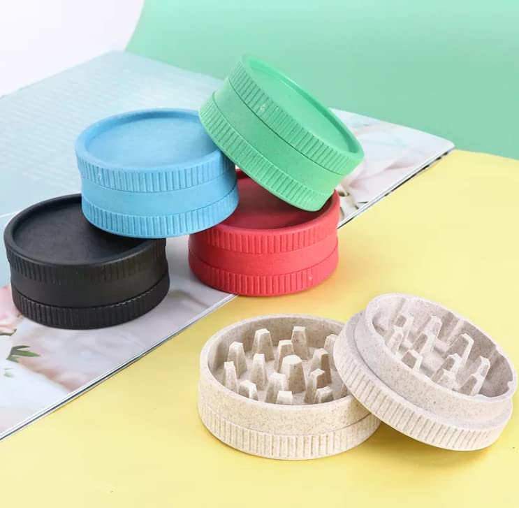 Premium Biodegradable BPA-Free Plastic Herb & Spice Grinder - 2-Piece Compact Portable Mini Crusher with Strong Teeth for Dry Herbs, Spices, Seasonings - Perfect for Kitchen, Camping & Travel Use - Black