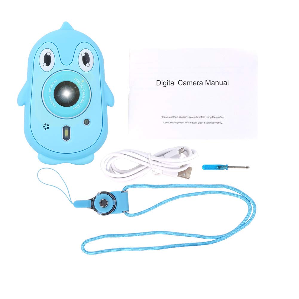 Kids Digital Camera with Silicone Cover - 2.4 Inch HD Screen, Dual Front & Rear Cameras - Perfect Birthday Gift for Boys & Girls (Blue) - Great for Travel, Parties & Learning Photography
