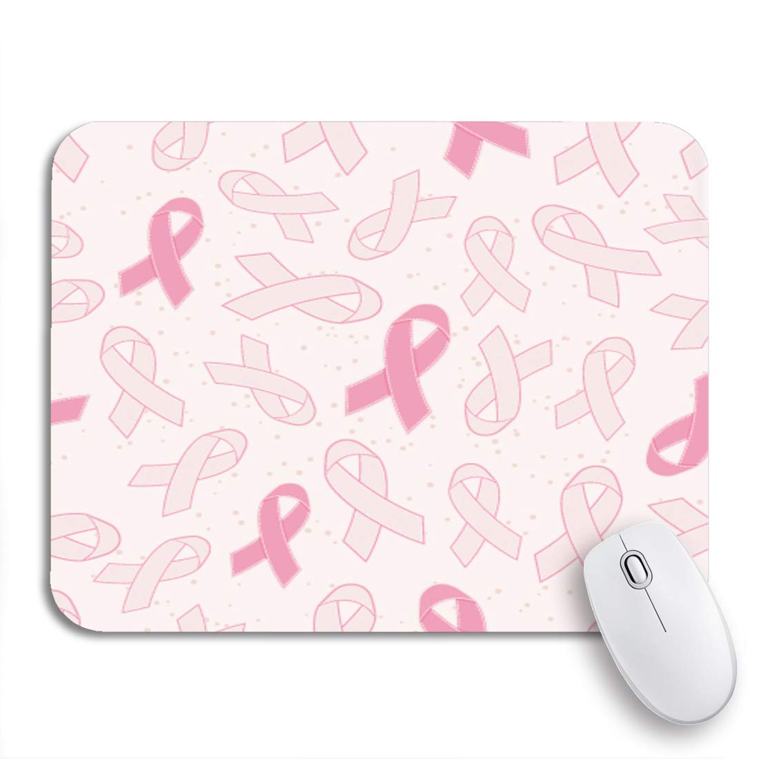 Adowyee Gaming Mouse Pad - Pink Ribbon Breast Cancer Awareness Design, Non-Slip Rubber Base, 9.5