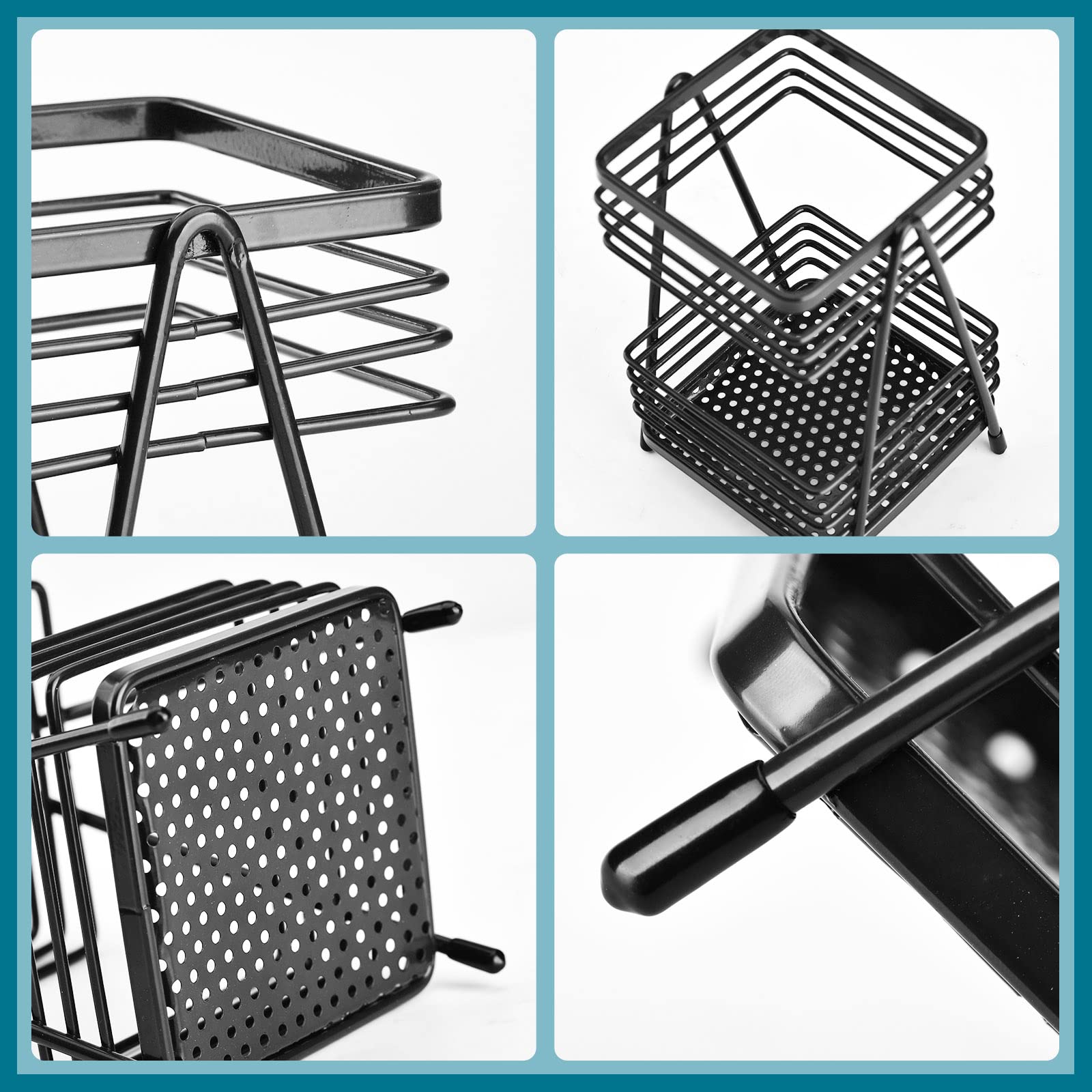 Stainless Steel Kitchen Utensil Holder - Countertop Organizer for Spoons, Forks & Cooking Tools - Black (1-Pack) - Perfect for Kitchen Counter Storage & Organization