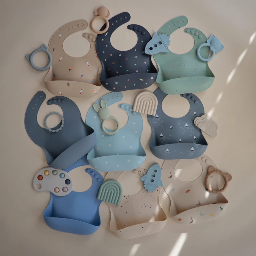 Mushie Silicone Baby Bib - Soft, Waterproof & Easy Clean Feeding Bib for Infants & Toddlers - Perfect for Mealtime, Snacks & Messy Play