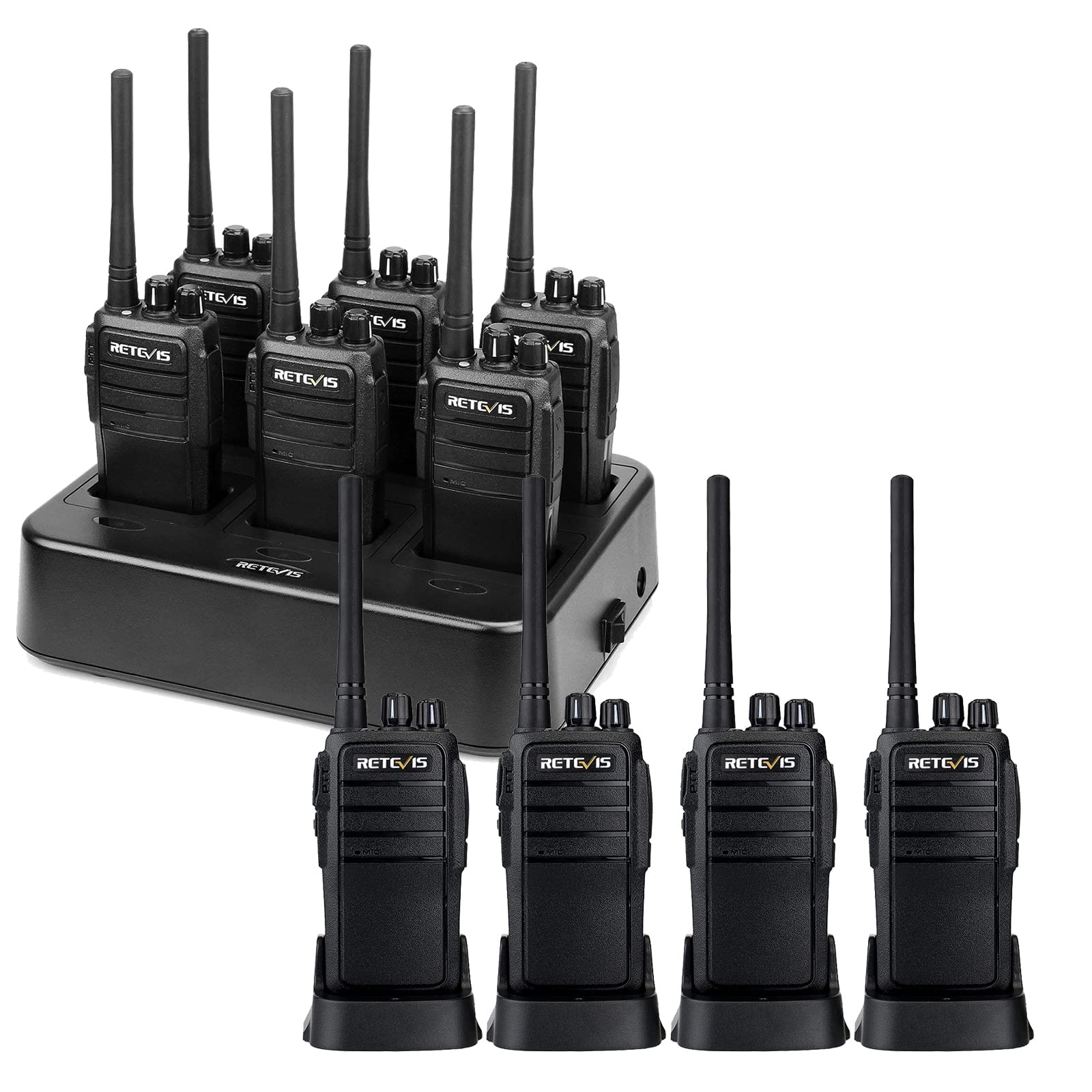 Retevis RT21 10 Pack Walkie Talkies with 6-Way Charger - Long Range Two Way Radios for Outdoor Adventures, Camping, Hiking & Emergency Communication
