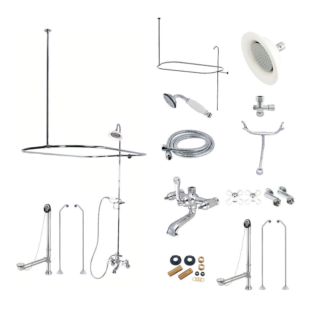 Kingston Brass CCK1182PX Vintage Clawfoot Tub Faucet with Shower Enclosure - Antique Style Bathroom Fixture for Classic & Modern Homes - Perfect for Freestanding Tubs, Spa Bathrooms & Luxury Renovations