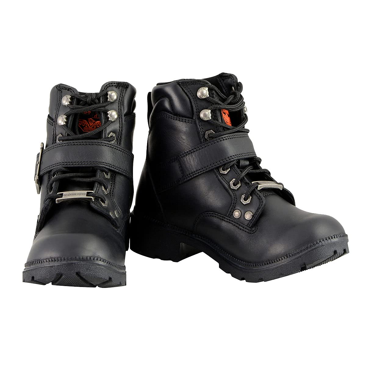 Milwaukee Leather MBL9310 Women's Black Lace-Up Engineer Motorcycle Boots - Perfect for Riding, Biker Events & Everyday Fashion
