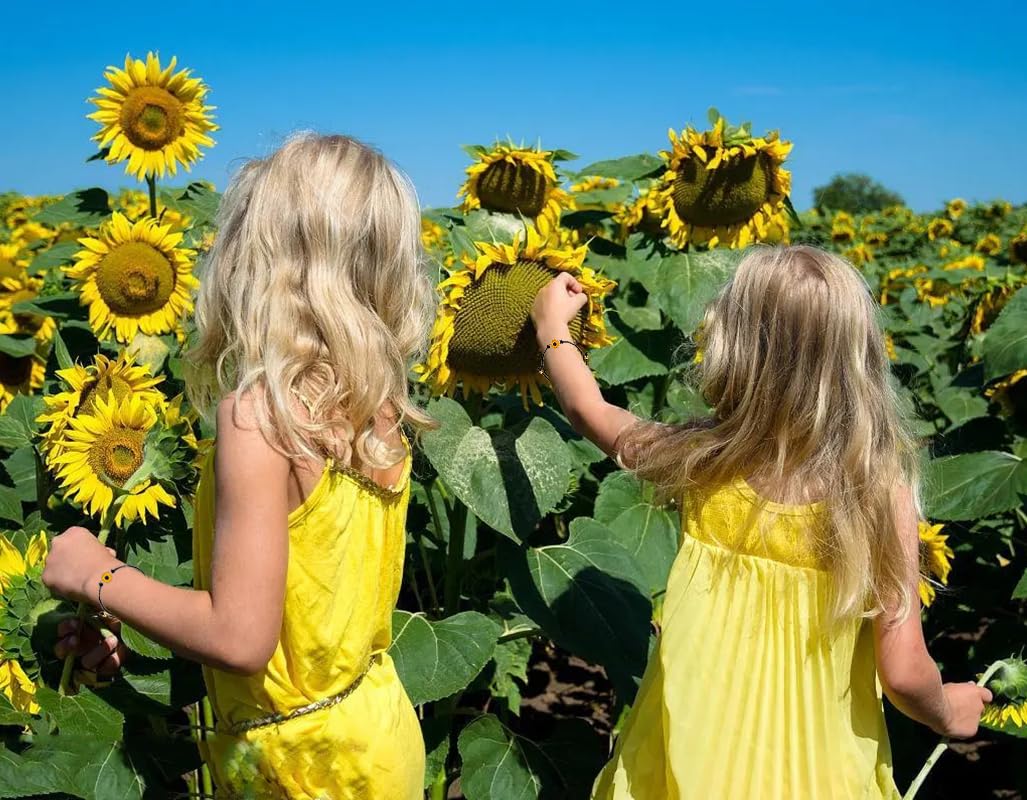 10 Pack Handmade Sunflower Friendship Bracelets - Adjustable Promise & Wish Bracelets for Women, Girls, Couples & Best Friends | Perfect for Gifts, Parties, Matching Outfits & Special Occasions