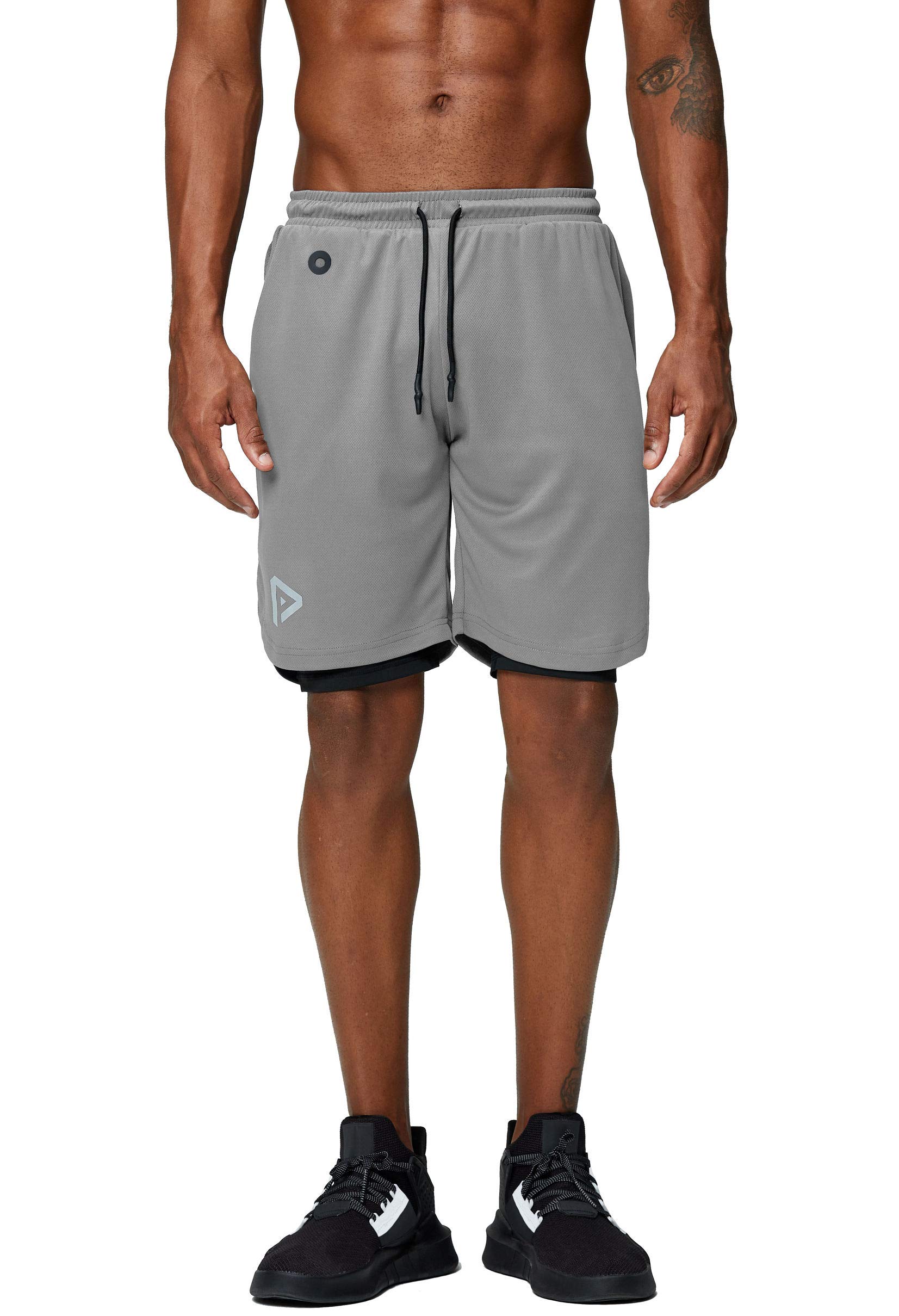 Pinkbomb Men's 2-in-1 Running Shorts with Phone Pocket - Quick Dry Gym Workout Shorts for Men | Perfect for Jogging, Training & Outdoor Activities