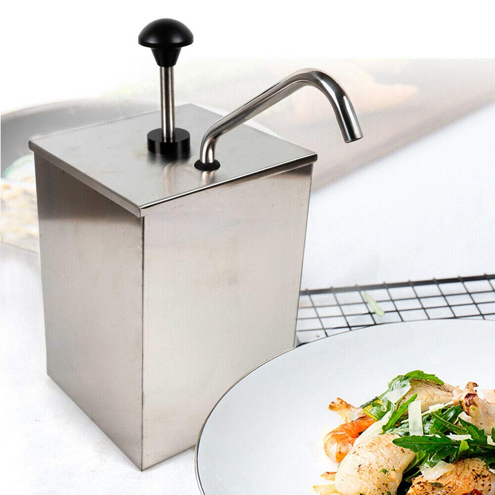 Stainless Steel Sauce Pump Dispenser with 4L Removable Tanks - Condiment Pump for Ketchup, BBQ Sauce, Salad Dressing, Jam & Seasoning - Perfect for Restaurants, Bars, Home Kitchens & Outdoor BBQs