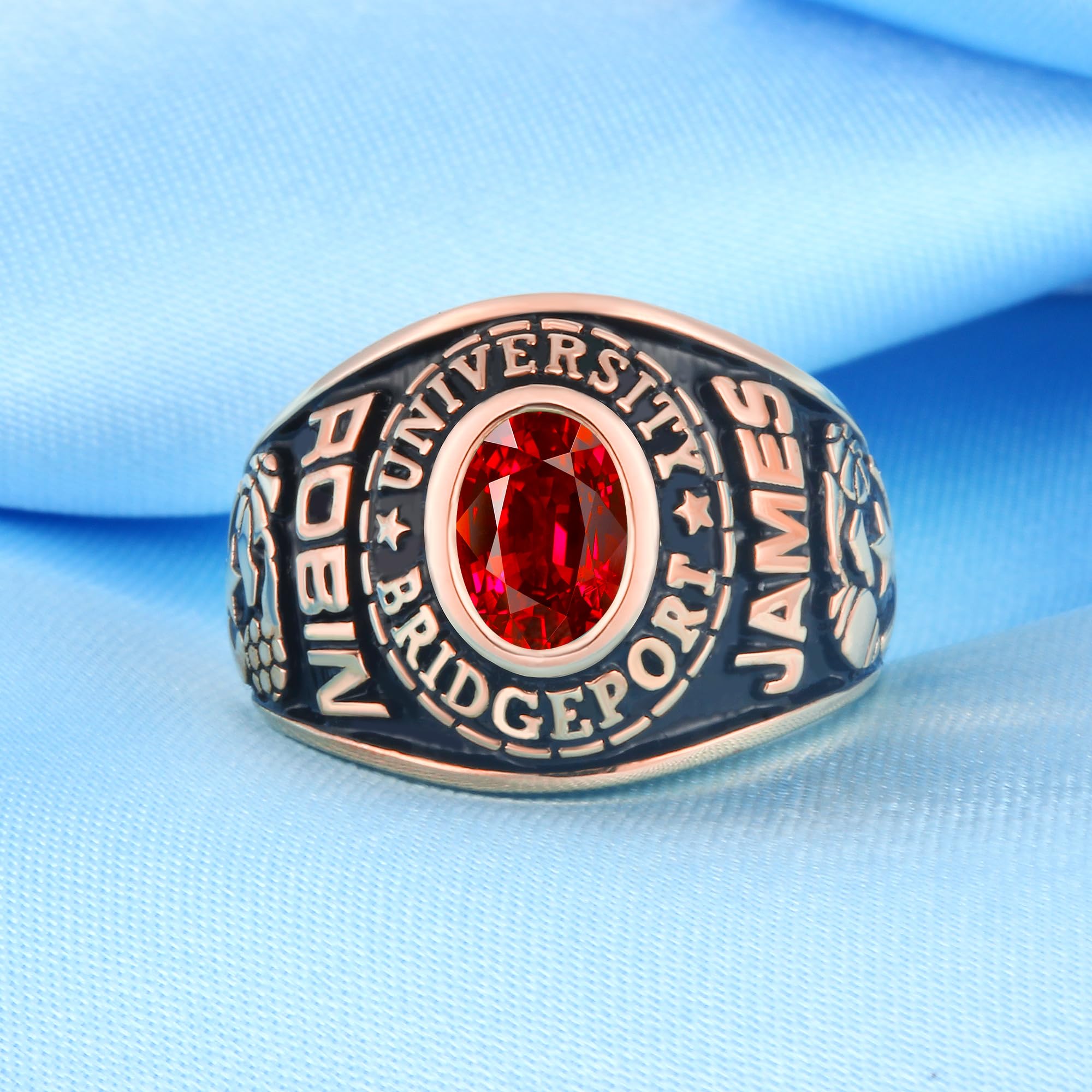 Personalized Sterling Silver Class Rings for Women & Men - Custom High School Graduation Rings with Birthstone, Gold Plated Options, Size 5-15 - Perfect for Commencement Ceremonies, Alumni Events & Gift Giving