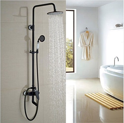 GOWE Oil Rubbed Bronze 8-Inch Shower Faucet Set with Handheld Sprayer - Perfect for Modern Bathroom & Bathtub Installation, Durable Brass Construction for Long-Lasting Use