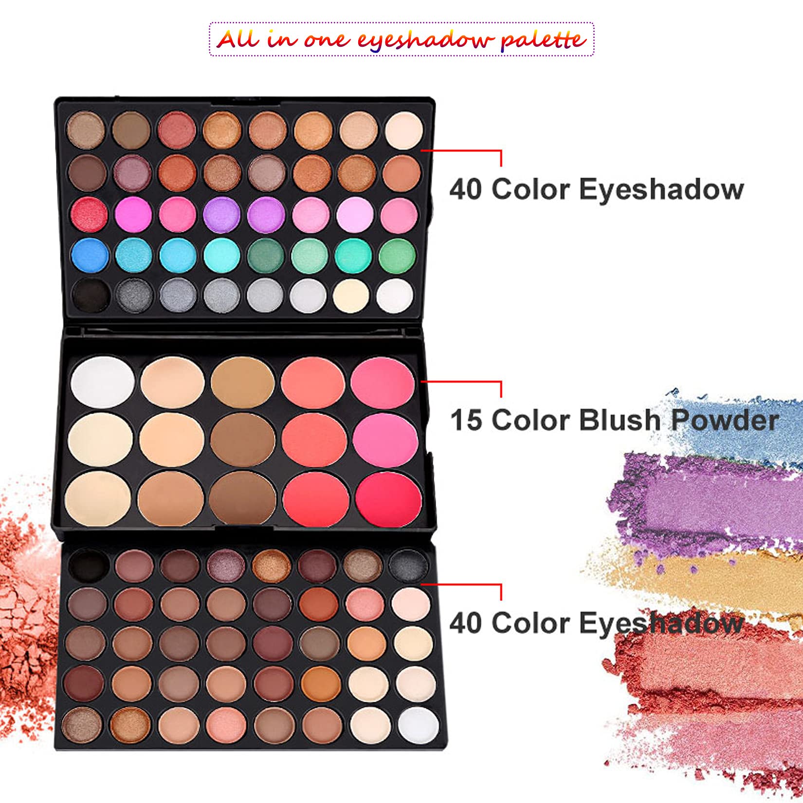 Professional 24Pcs Makeup Kit by MKNZOME - All-in-One Cosmetic Set with Eyeshadow, Lip Gloss, Foundation, Concealer & Brushes | Perfect Travel Makeup Palette & Gift Set for Beginners & Professionals