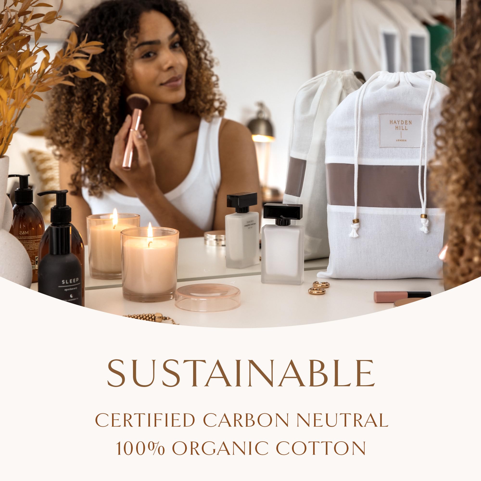 Hayden Hill Premium Organic Cotton Dust Bags for Handbags & Purses - 3 Pack Small (15 Inch) - Luxury Shoe Storage Bags, Purse Protectors for Closet Organization - Carbon Neutral Certified - Perfect for Travel, Storage & Luxury Item Protection
