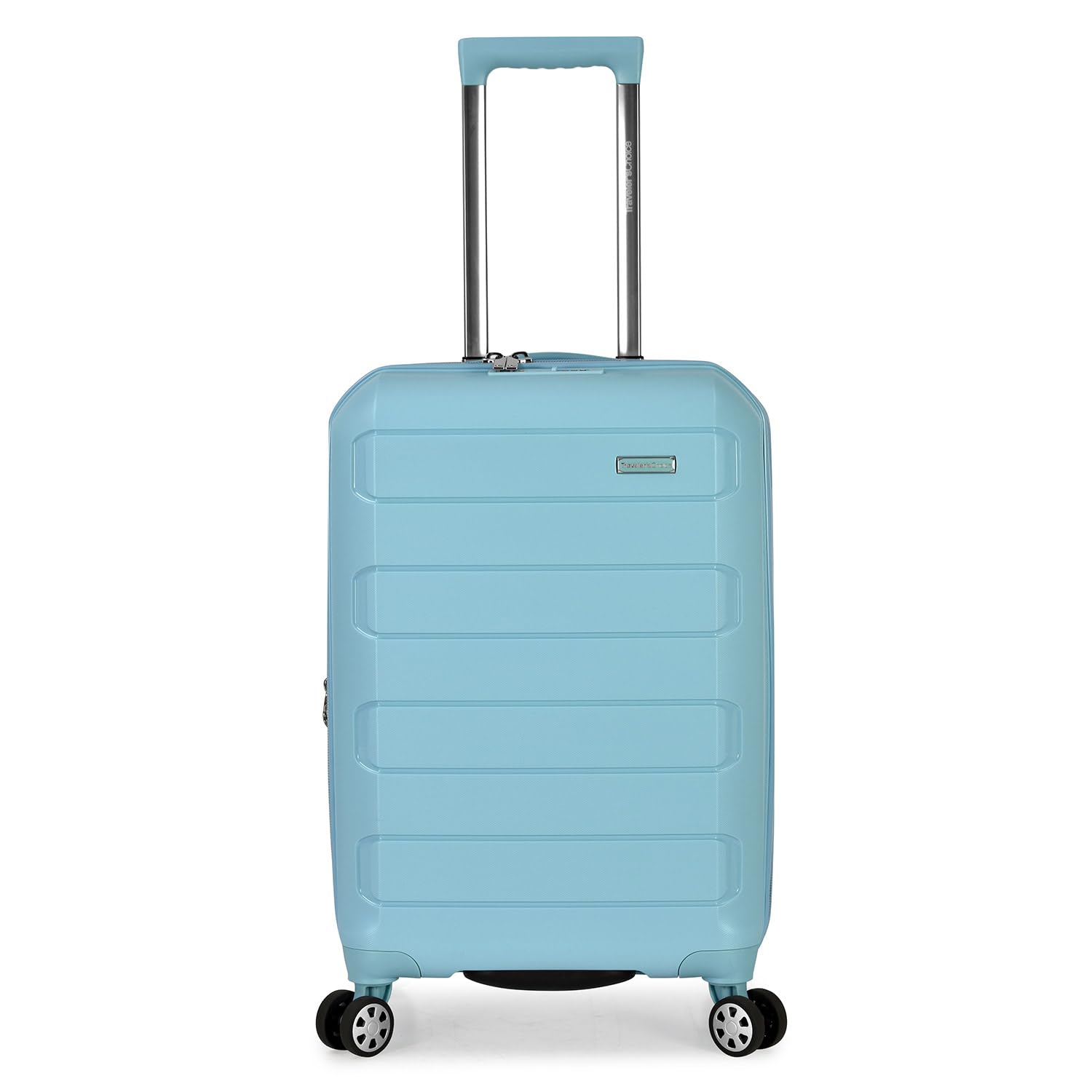 Traveler's Choice Pagosa Durable Expandable Hardshell Spinner Luggage Set (22/26 Inch) - Baby Blue - 2-Piece Carry-On & Checked Suitcase for Air Travel & Family Vacations