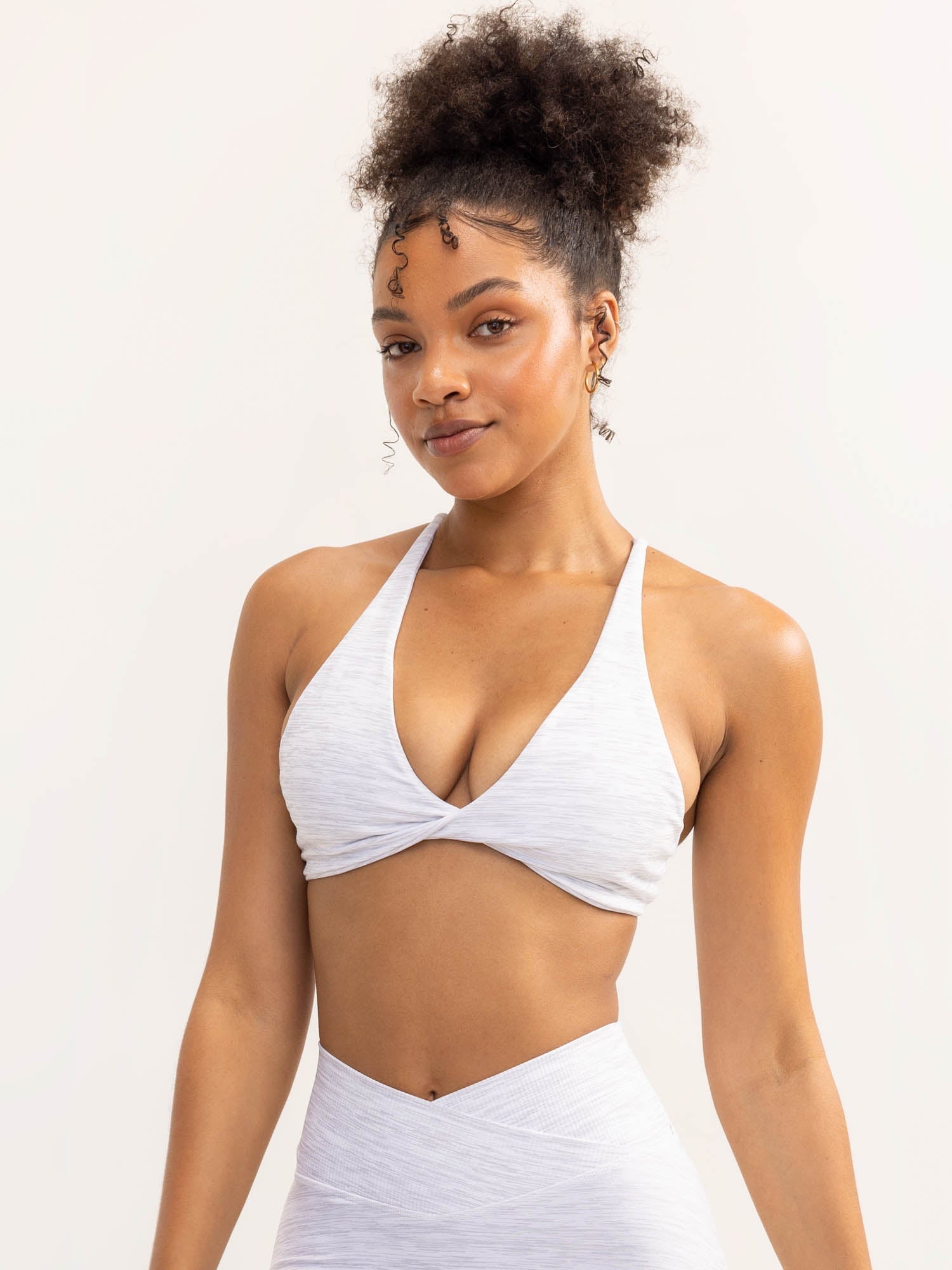 Activate Twist Sports Bra - Snow Grey Marl | High Support Workout Top for Running, Yoga & Gym | Breathable & Comfortable Activewear