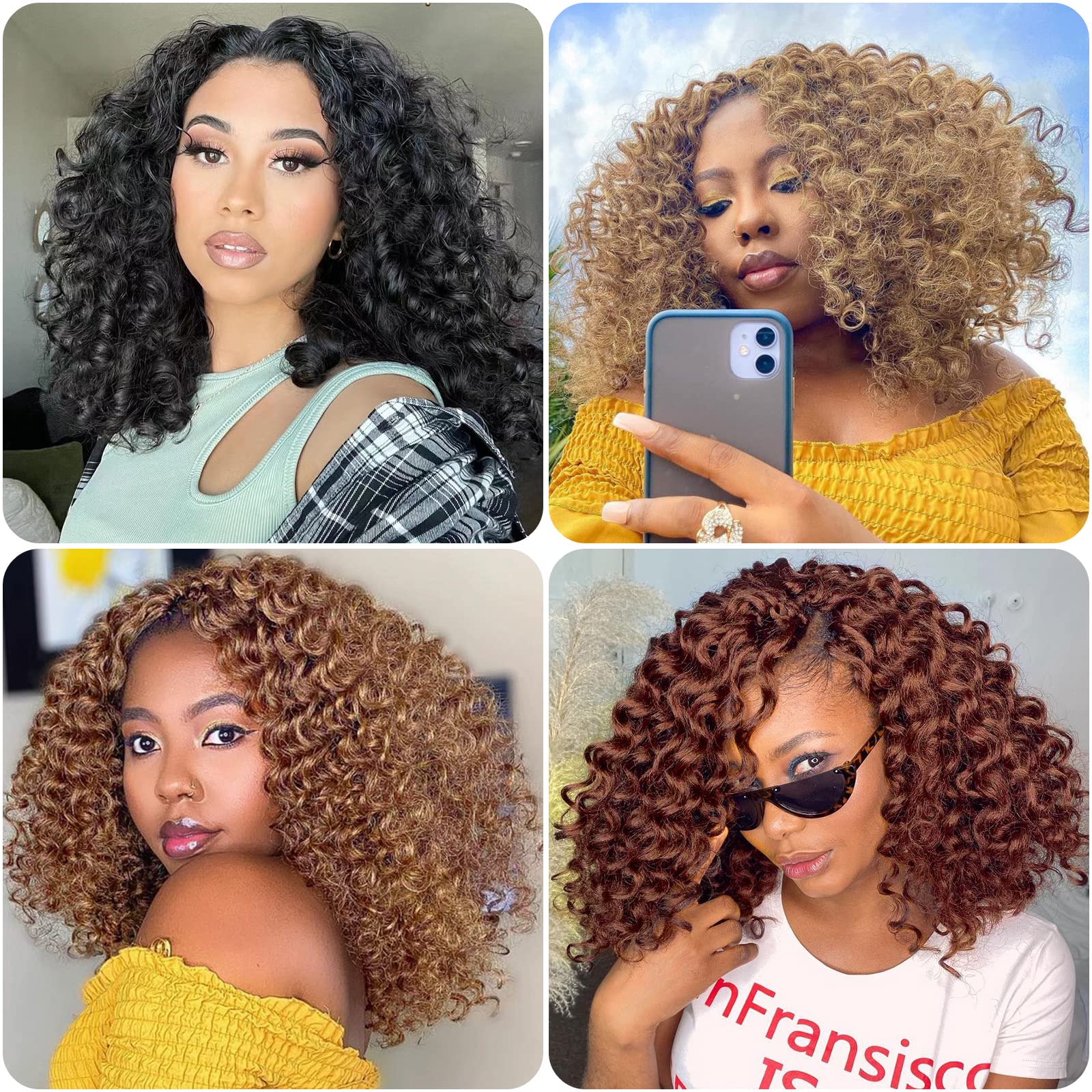 GoGo Curl Crochet Hair Extensions for Women - 12 Inch Water Wave Human Hair (Pack of 6) #27 - Deep Wave Beach Curls for Natural Look | Perfect for Braiding, Styling & Everyday Wear