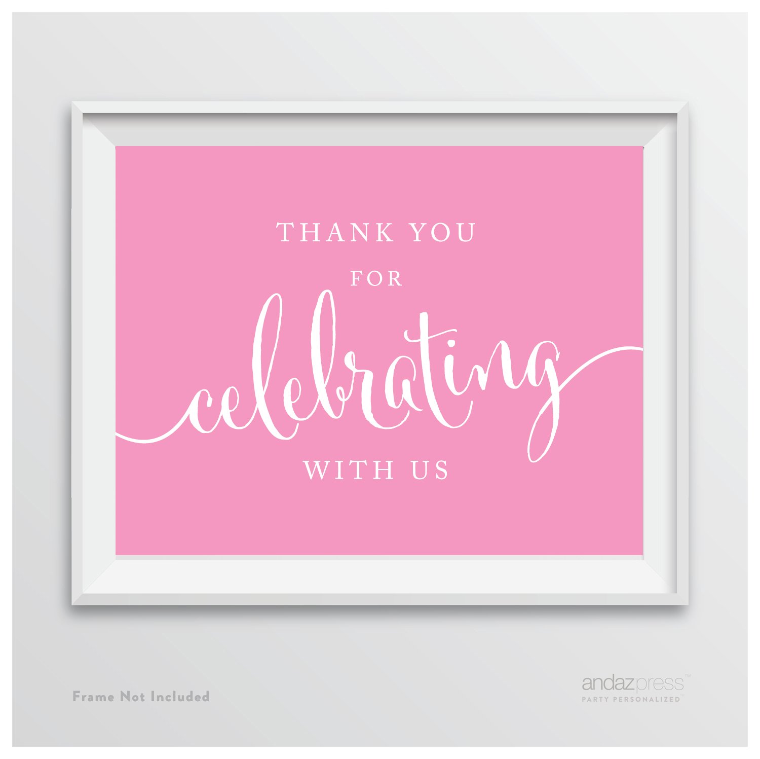 Modern Pink Thank You Sign - 8.5x11 Inch Cardstock Tabletop Decoration for Parties & Celebrations | LED Rectangular Party Sign for Weddings, Baby Showers & Special Events