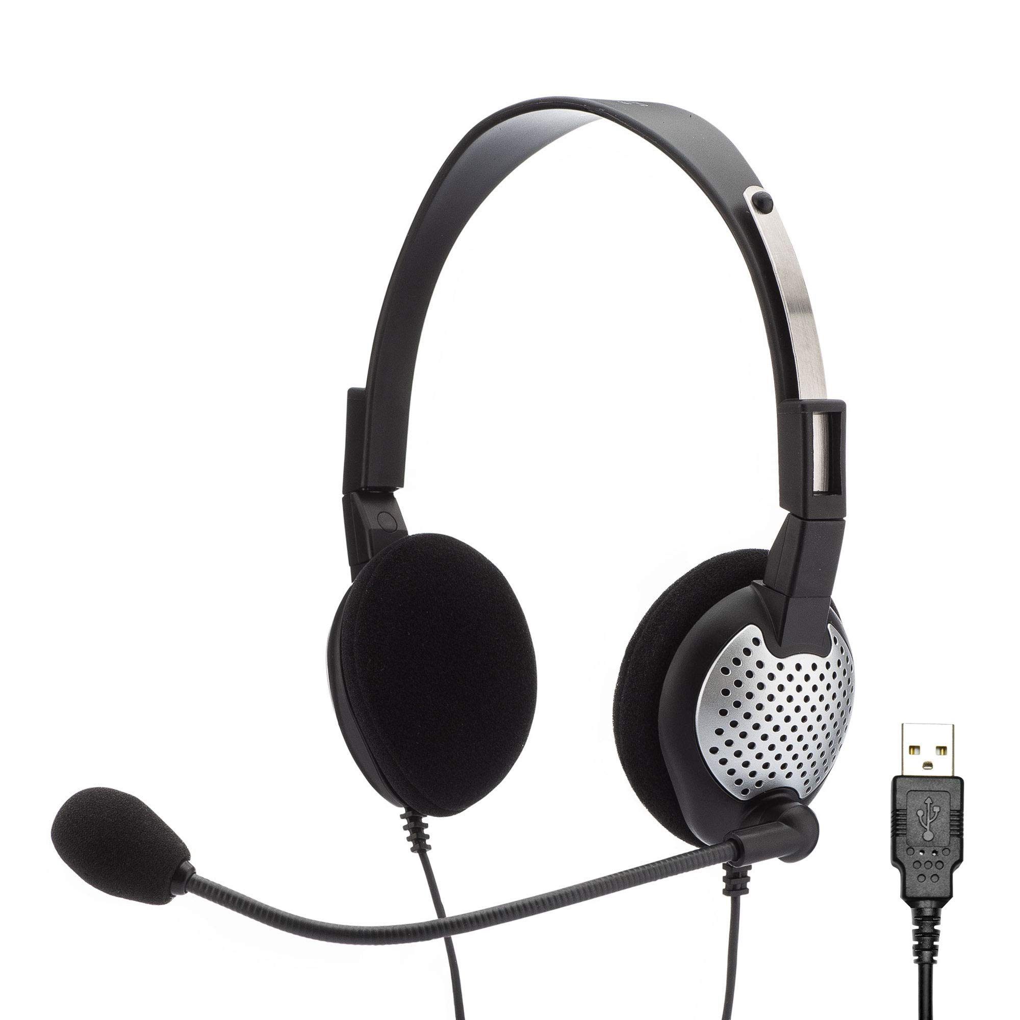 Andrea NC-181VM USB Monaural On-Ear Headset with Noise Cancelling - Single Ear Office Headphone for Call Centers, Customer Service & Remote Work (Model C1-1022300-50)