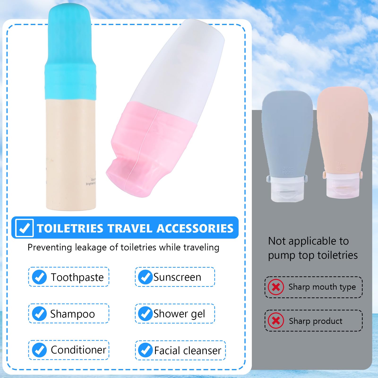 Lusofie 6 Pack Silicone Travel Bottle Covers - Leakproof Elastic Toiletry Caps for Cruise, Airplane & Camping - Universal Fit for Most Travel Size Bottles (Men & Women) | Perfect for TSA Liquids, Shampoo & Cosmetic Containers