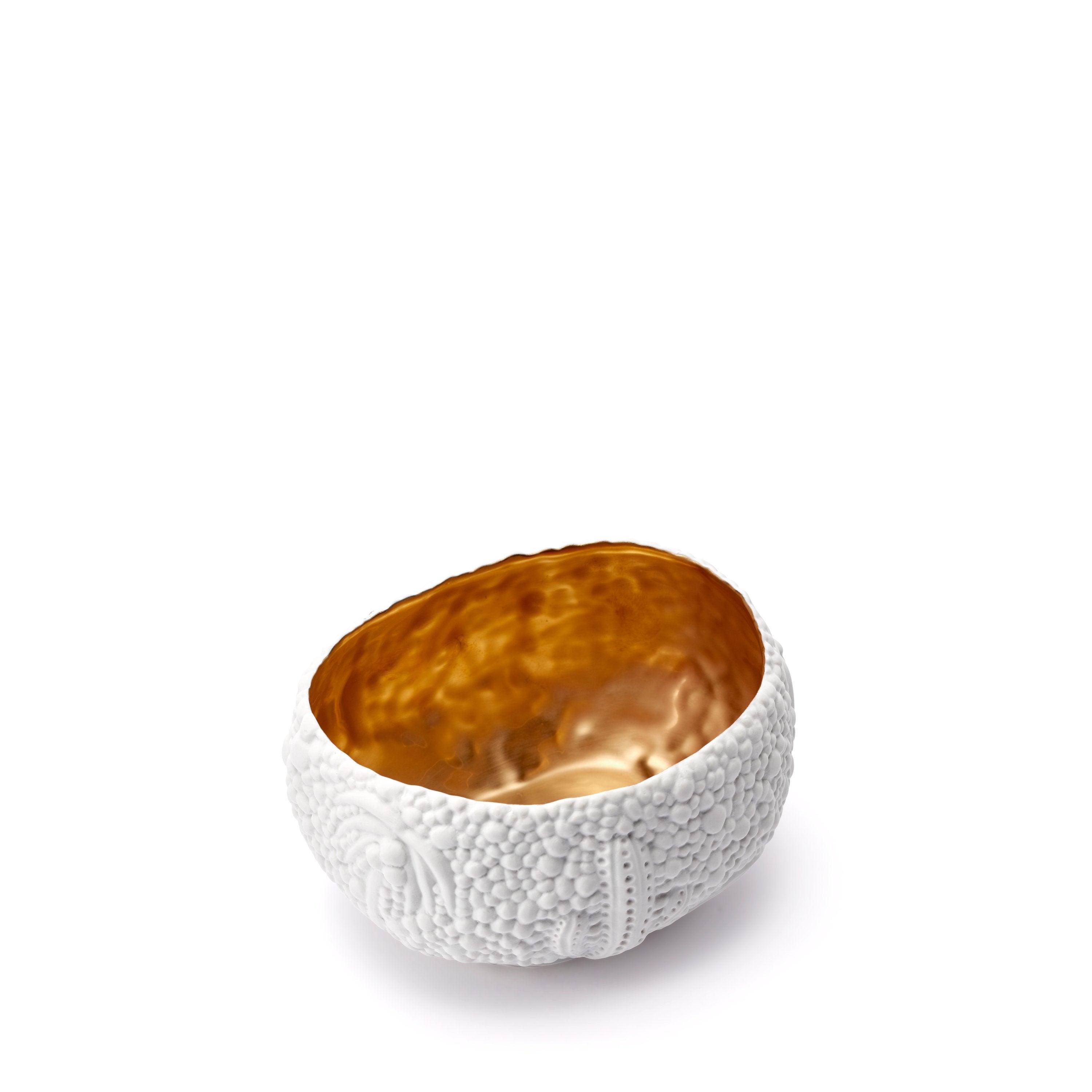 Haas Mojave Desert Bowl - Small White & Gold Ceramic Serving Bowl for Salads, Snacks, and Home Decor