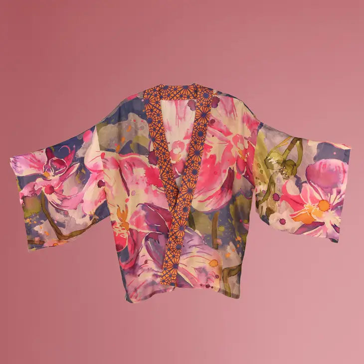 Stylish Denim Orchid Kimono Jacket for Women - Boho Chic Outerwear - Perfect for Casual Outings, Festivals & Layering