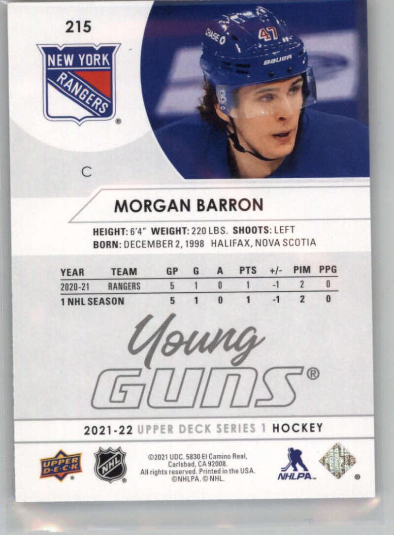 Morgan Barron Young Guns RC Rookie Card - New York Rangers NHL Hockey Trading Card for Collectors & Fans