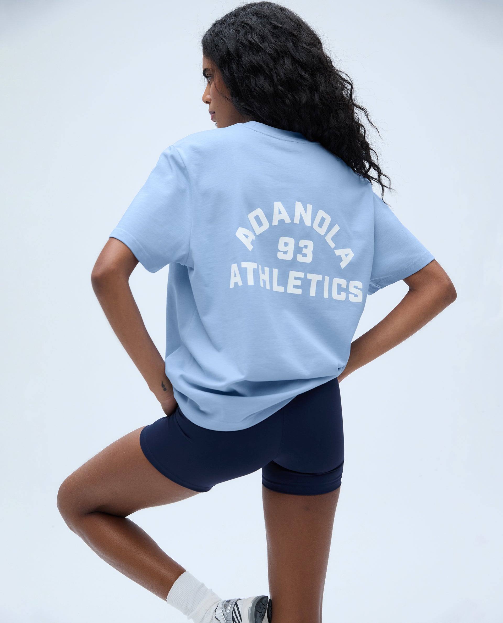 Oversized Short Sleeve T-Shirt for Women - Soft Cotton Casual Tee in Powder Blue & Marshmallow White | Perfect for Campus Wear, Street Style & Everyday Comfort