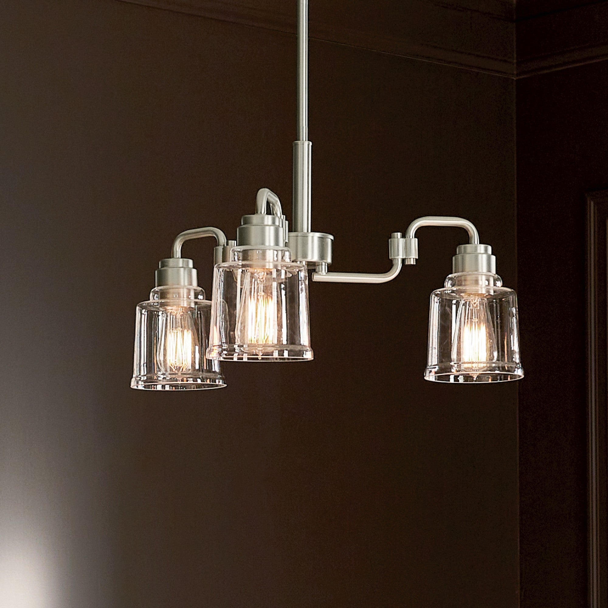 Aivian 23-Inch 3-Light Modern Chandelier in Brushed Nickel Finish - Perfect for Dining Room, Bedroom, or Entryway Lighting
