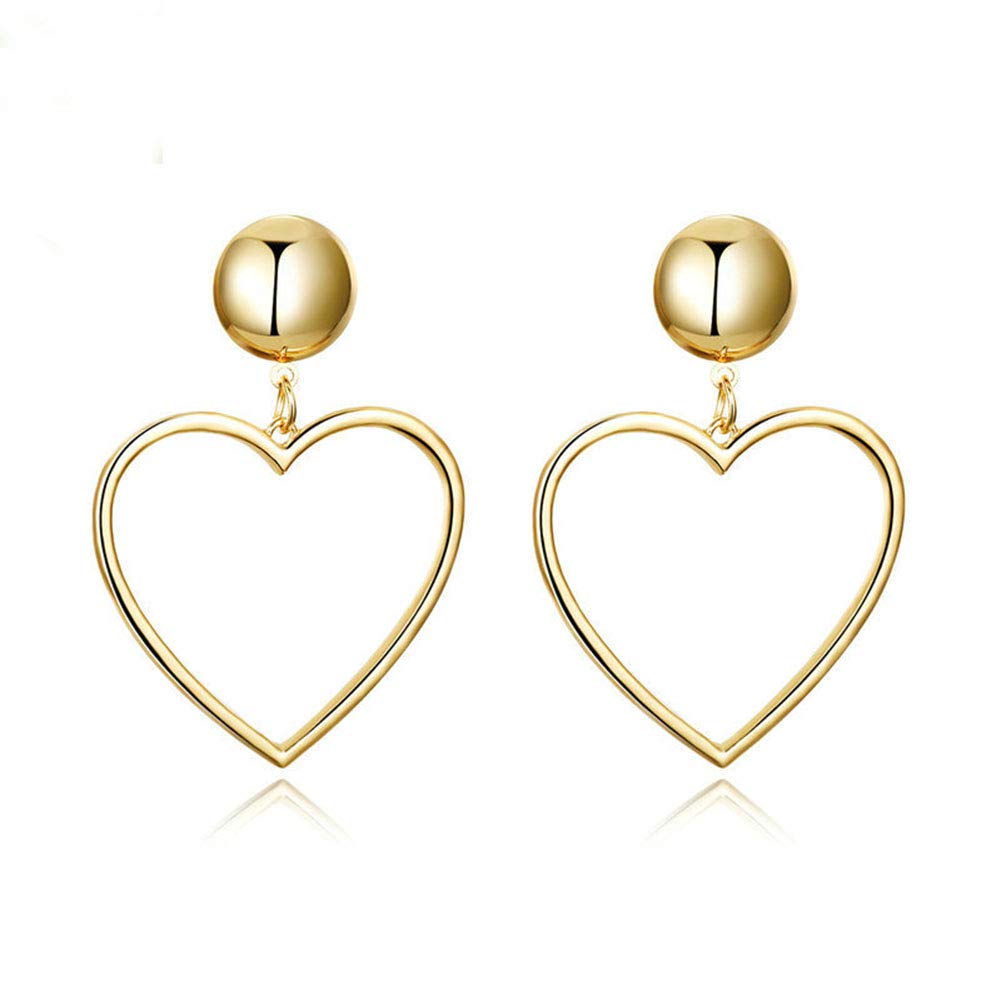 Gold Heart Drop Earrings for Women - Bohemian Dangle Hoop Earrings Fashion Jewelry | Perfect for Date Night, Parties & Everyday Wear