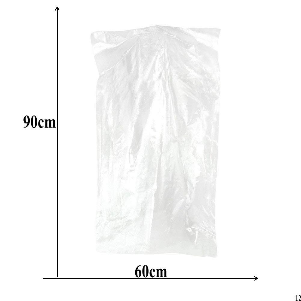50 Pack Clear Garment Bags for Suits, Dresses & Clothing Storage - 60x90cm Transparent Wardrobe Protector - Perfect for Travel, Dry Cleaning & Closet Organization