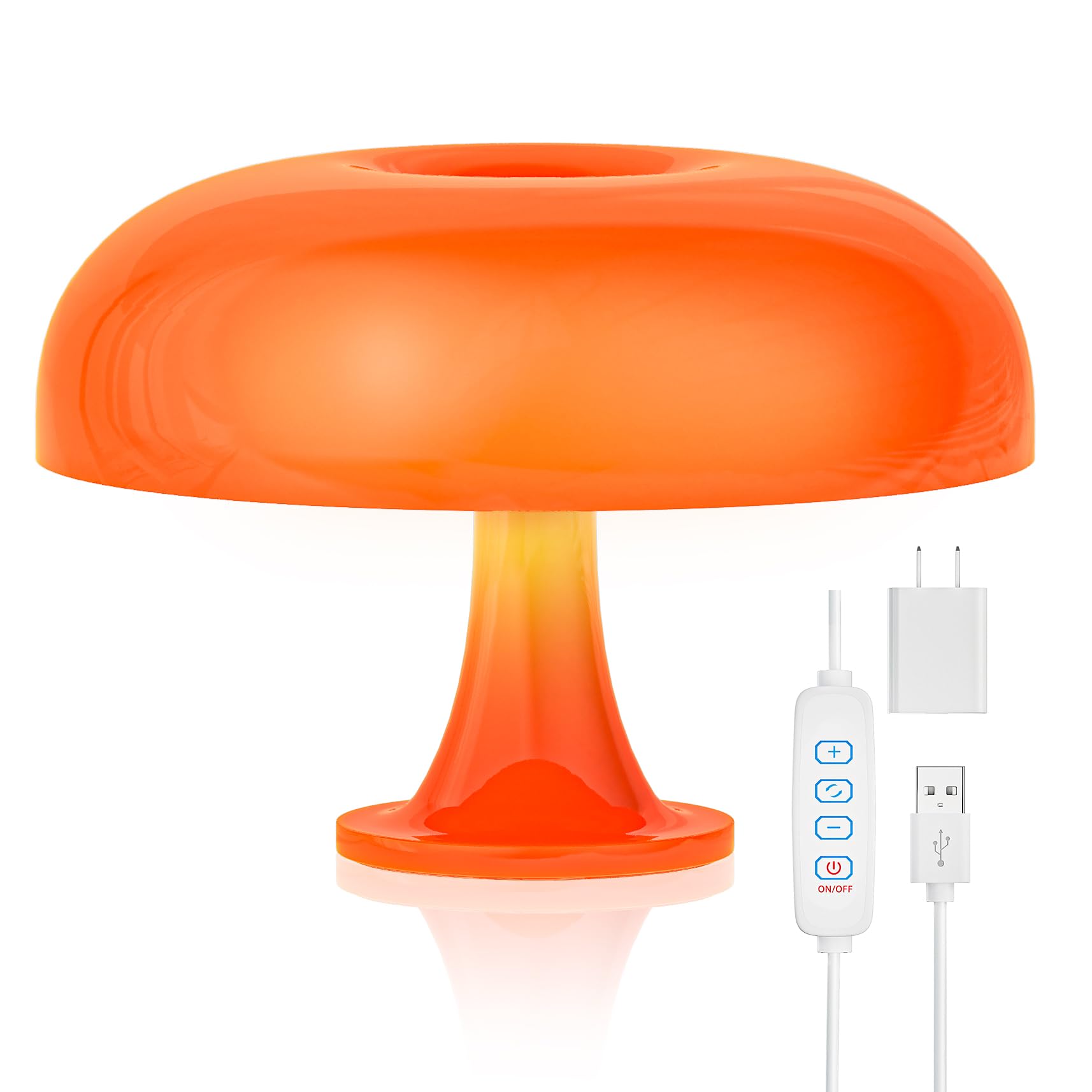 UEHICT Orange Mushroom Lamp - Dimmable Vintage Table Lamp with 3 Lighting Modes, 70s Retro Mid Century Modern Decor, Mushroom Shaped Night Light for Bedroom, Living Room & Office (Orange) | Perfect for Cozy Reading Nook, Gaming Setup & Boho Home Aesthetics