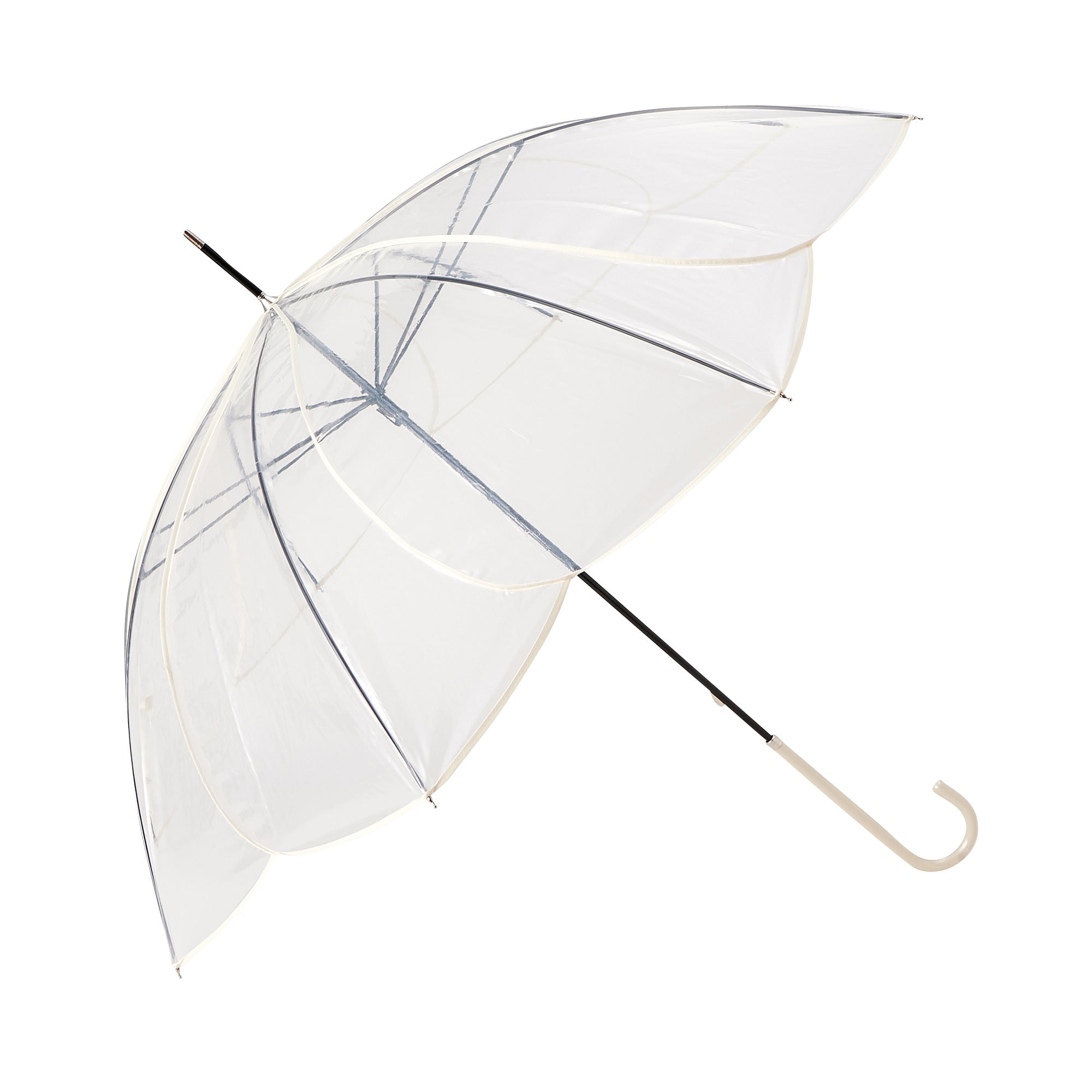 Clear Umbrella with Color Piping - 58 Inch White Windproof Travel Umbrella for Rainy Days, Outdoor Events & Commuting