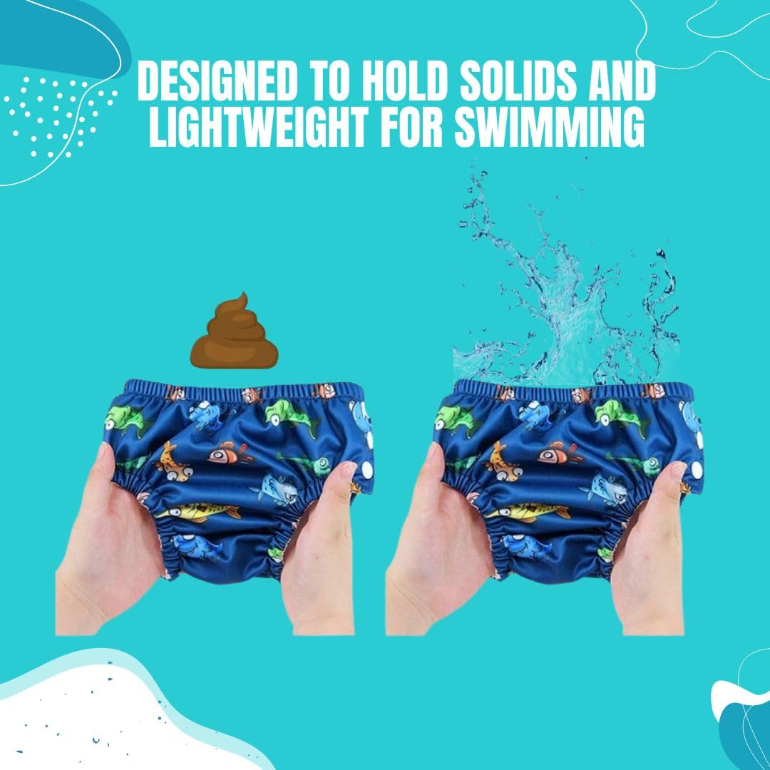 Reusable Absorbent Swim Diapers for Baby Boys & Girls - Sun Print, Large Size - Perfect for Pool, Beach & Water Play
