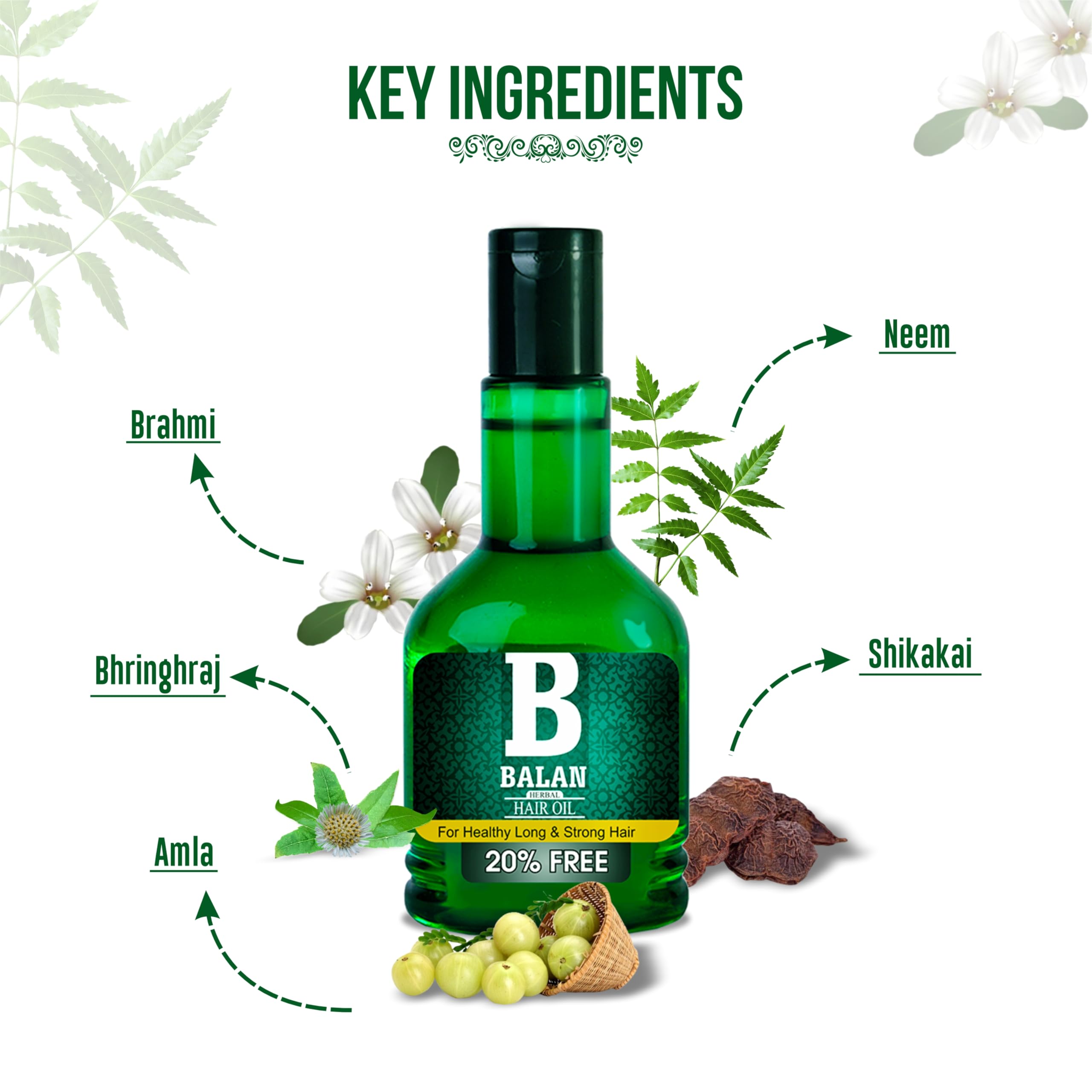 Balan Hair Oil - 100ml + 20ml Free | Natural Hair Growth Treatment for Men & Women | Reduces Hair Fall, Repairs Damage & Prevents Graying | Organic Scalp Care Solution for Thicker, Healthier Hair - Perfect for Daily Use, Styling & Hair Care Routine