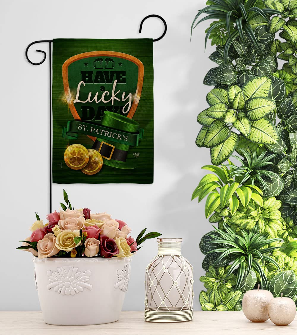 Lucky St Patrick's Day Garden Flag Set - Double-Sided Shamrock Decor for Yard