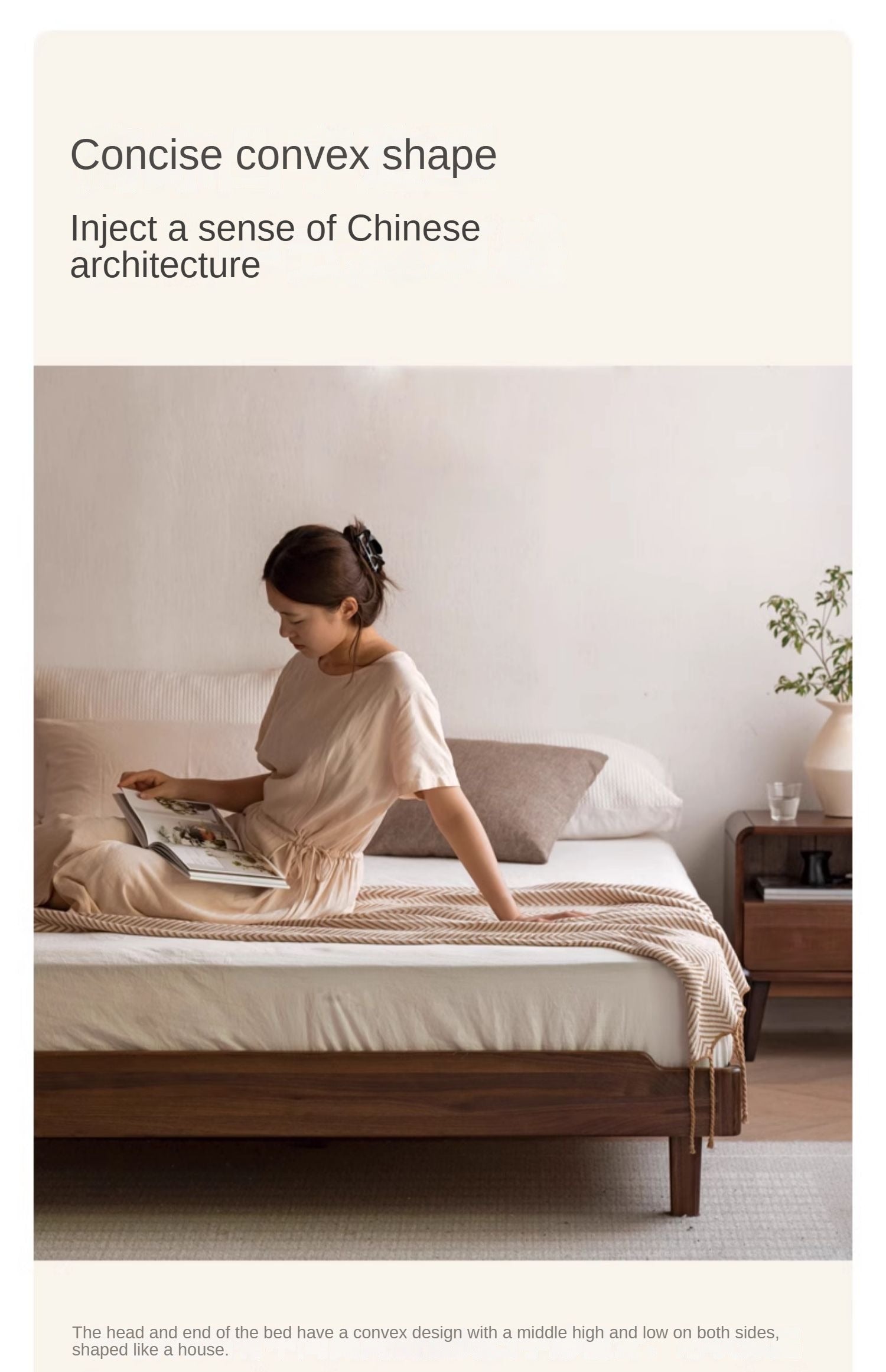 Solid Wood Platform Bed in Black Walnut & Ash - Headboard-Free Modern Bed Frame for Bedroom, Guest Room, or Dorm