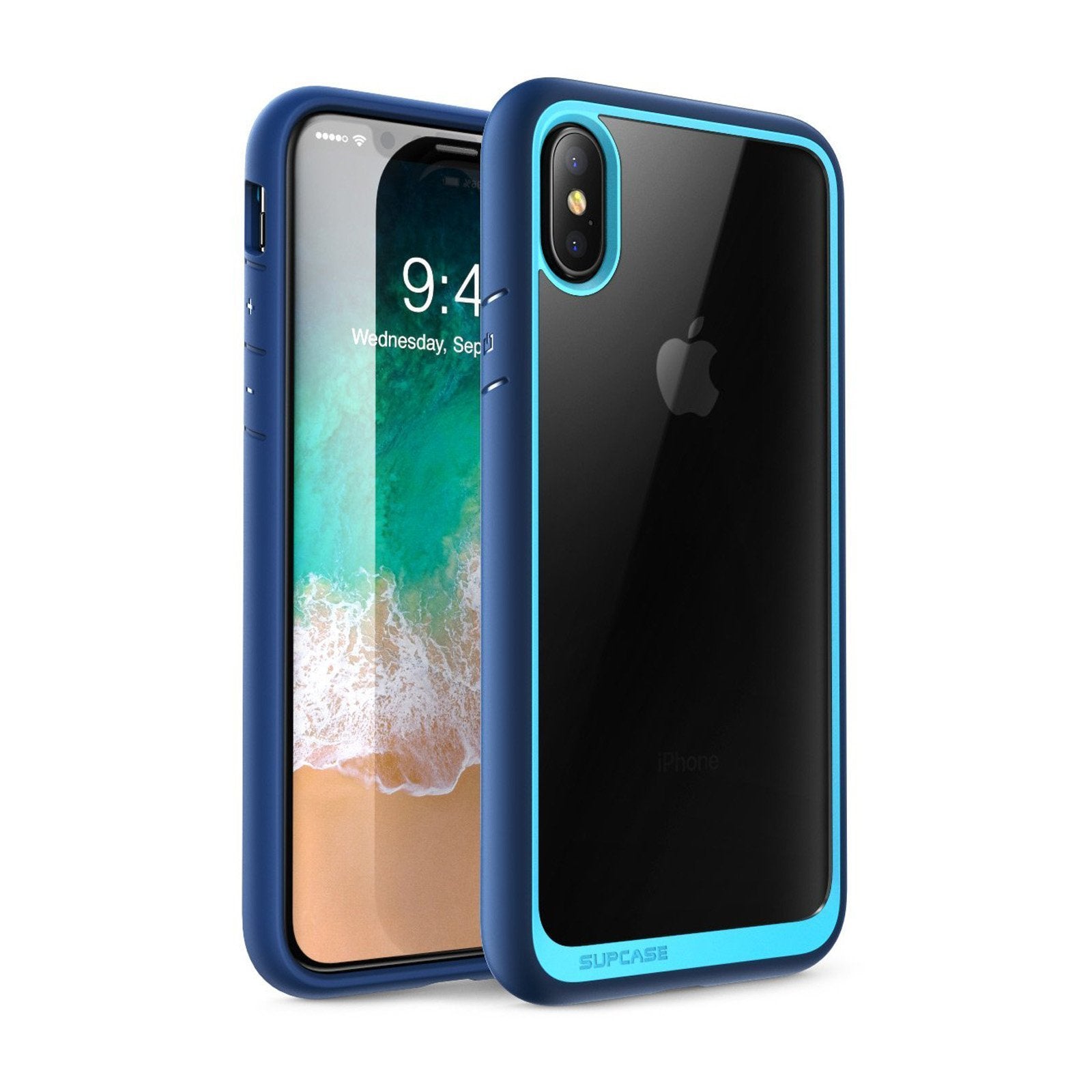 iPhone X / XS Slim Clear Protective Case - Navy Blue | Shockproof & Scratch Resistant Cover for Daily Use, Work & Travel