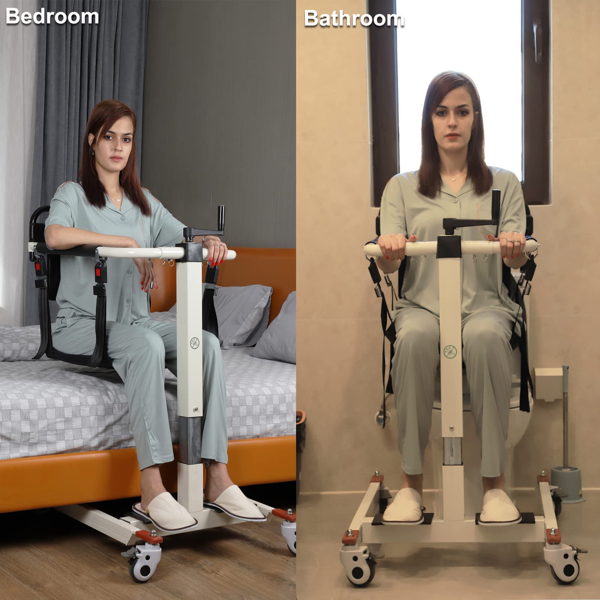 Portable Patient Lift Transfer Chair - Lightweight Wheelchair for Elderly & Disabled, Bed to Toilet Mobility Aid for Home, Bathroom & Car Use (No Potty Included) | Ideal for Post-Surgery Recovery & Daily Care Assistance