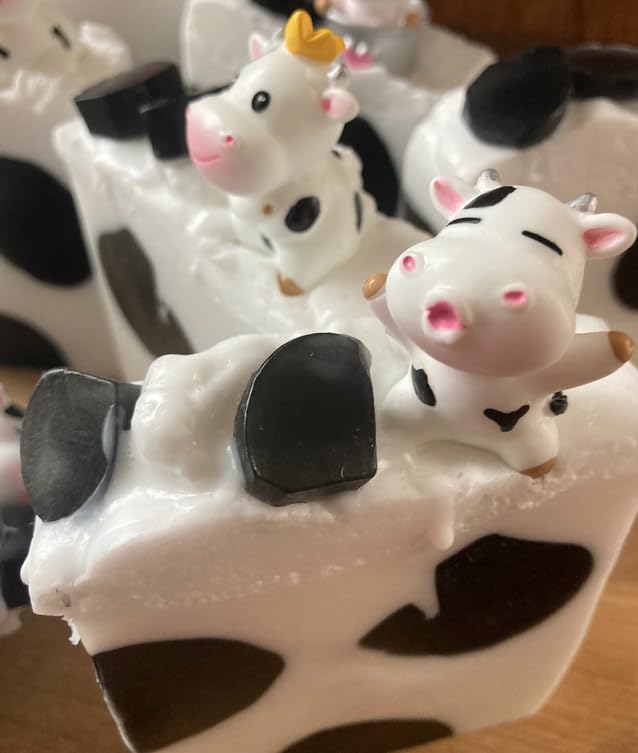 Organic Cow-Themed Handmade Soap Bar with Cute Cow Figure - Natural Moisturizing & Exfoliating for Sensitive Skin - Perfect for Farmhouse Decor, Rustic Bathroom, and Unique Gift Ideas