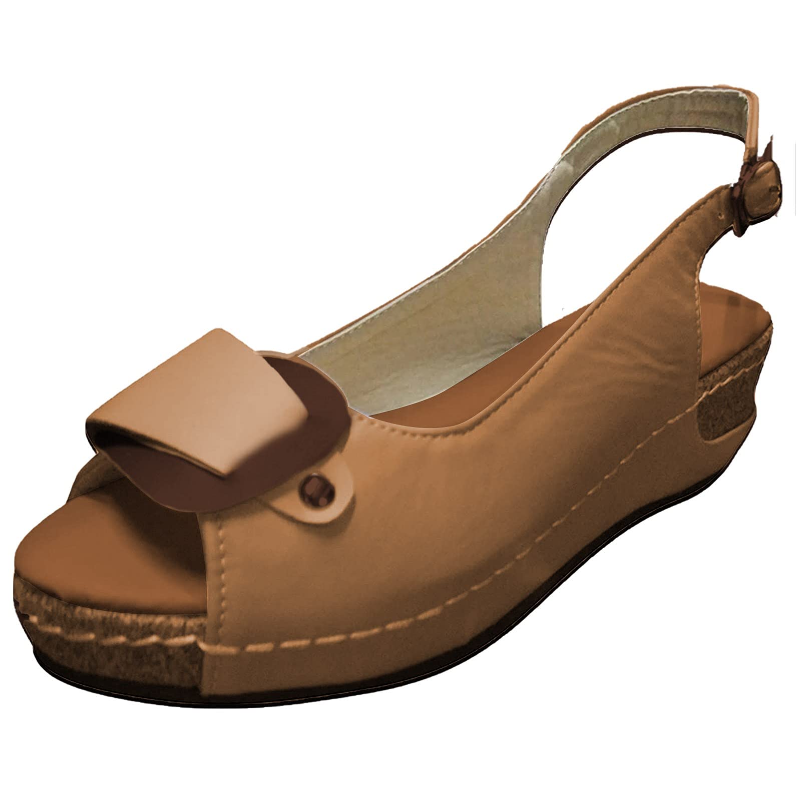 VODMXYGG Women's Roman Sandals with Wedge Heel & Ankle Buckle - Open Toe Fish Mouth Design for Party, Casual & Summer Outfits - Perfect for Beach, Vacation and Date Night