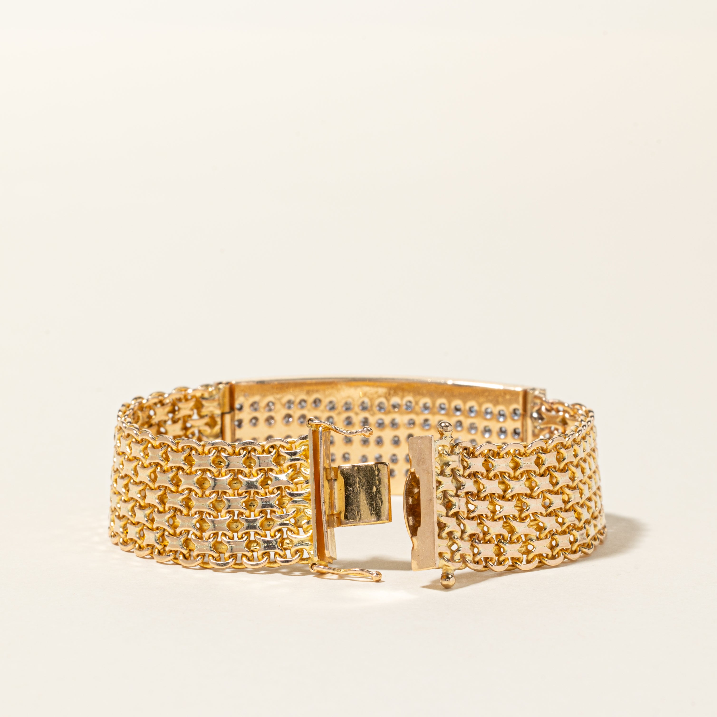 10K Yellow Gold Diamond Watch Strap Bracelet - 2.47ctw Italian Crafted | Size 6.5 | Elegant Jewelry for Women | Perfect for Weddings, Anniversaries & Special Occasions