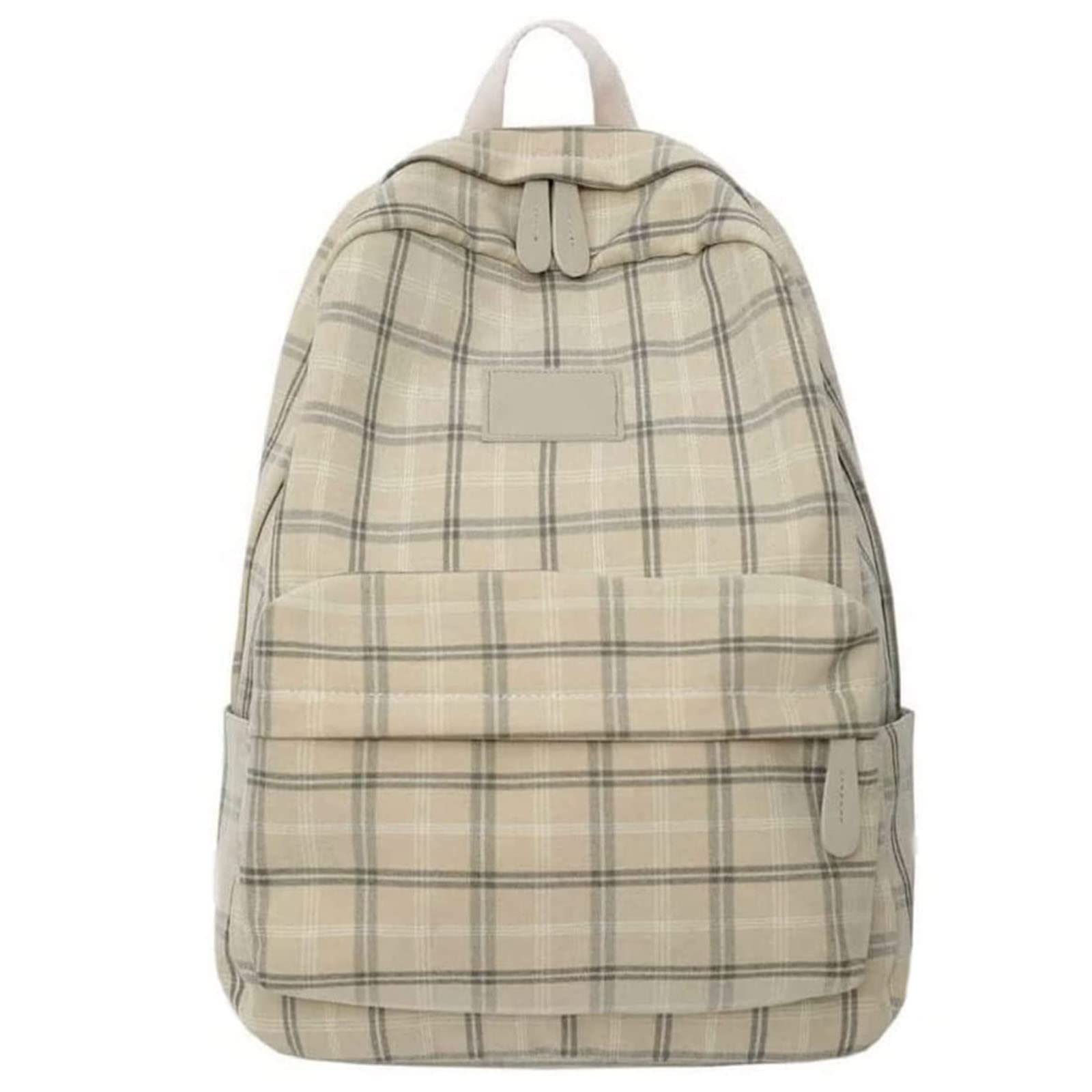 LELE MENG COW Light Academia Aesthetic Plaid Backpack - Stylish Preppy School Bag for Teen Girls | Perfect for School, College & Travel (Khaki)