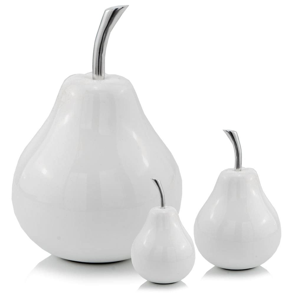 Modern White Pear Sculpture Decor - 11