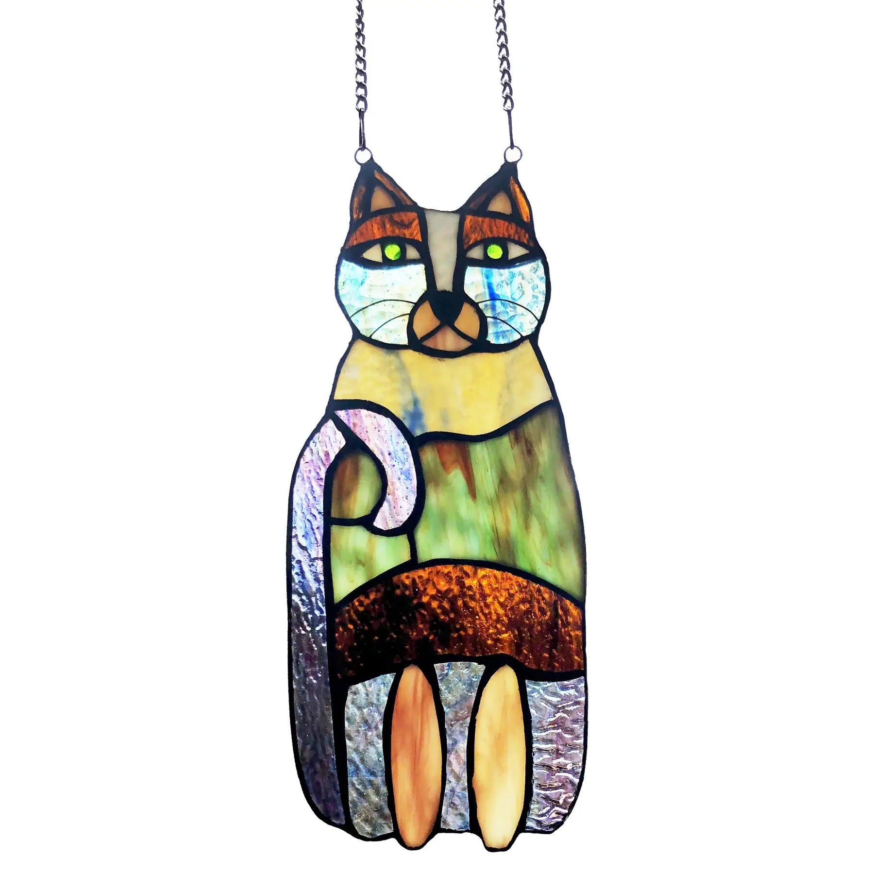 Stained Glass Cat Window Decor - Handcrafted Art Piece for Home & Garden - Perfect for Living Room, Bedroom, or Office Decorations