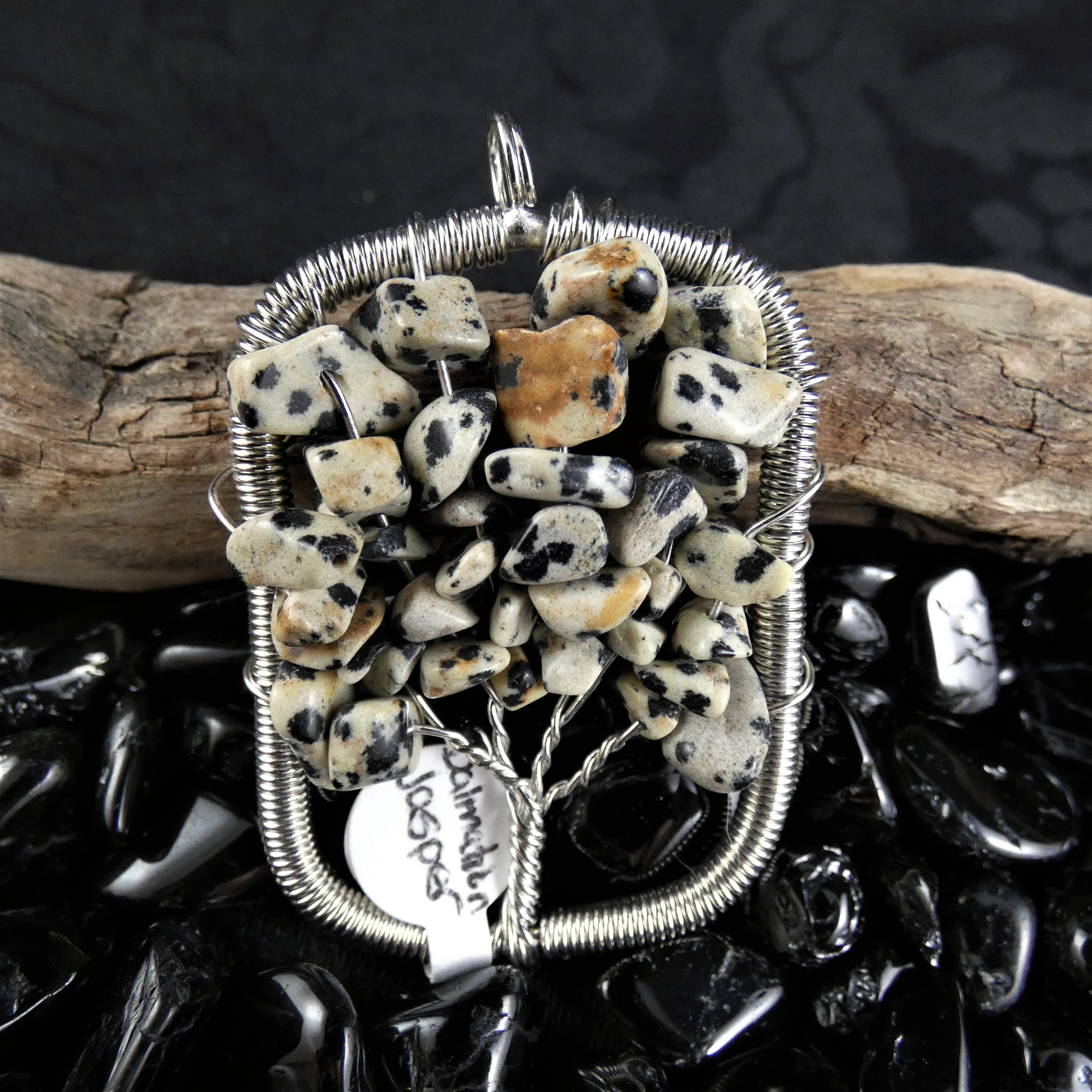 Natural Dalmation Jasper Tree of Life Pendant Necklace - Healing Crystal Jewelry for Women, Spiritual Gift for Meditation & Energy Protection