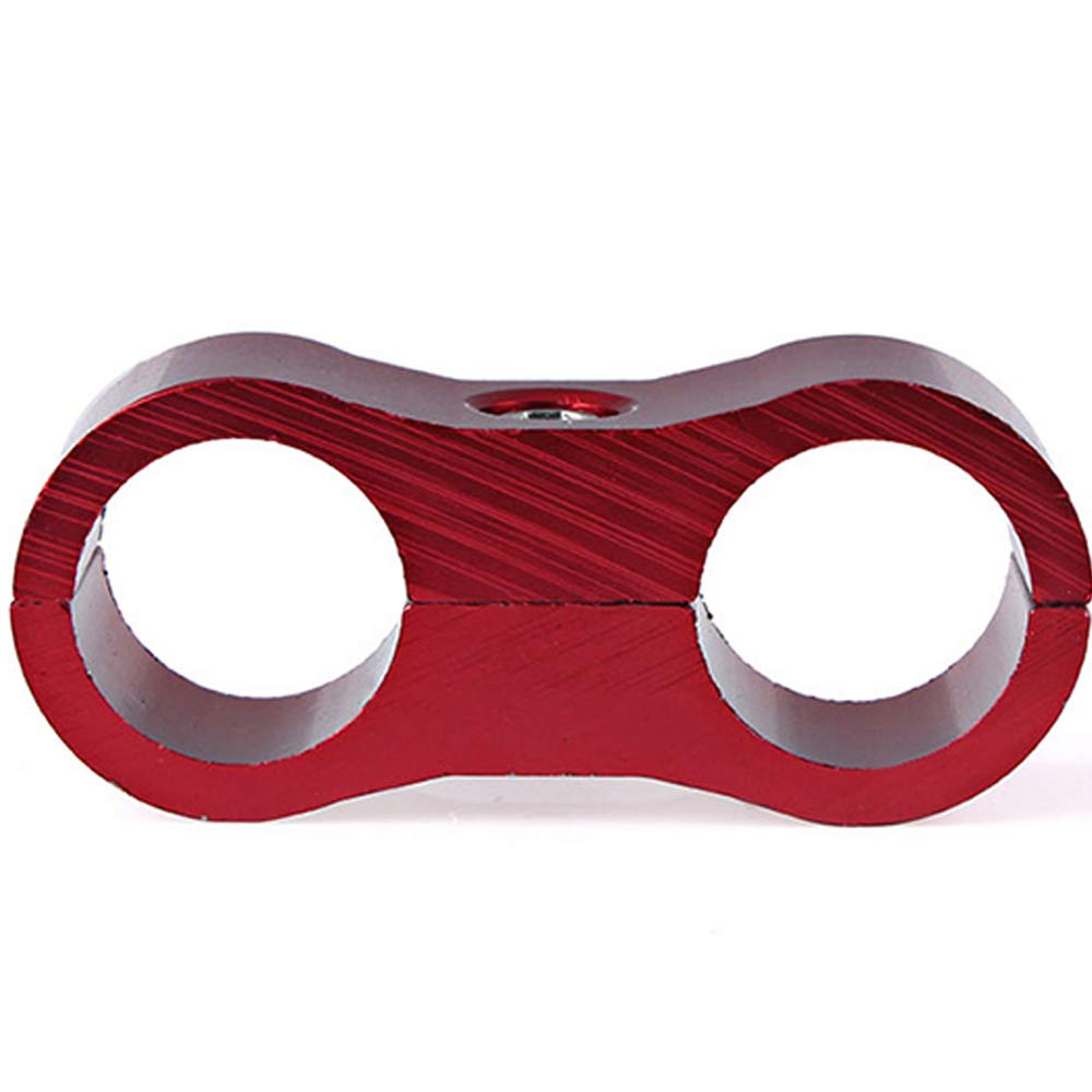 10AN Aluminum Hose Separator Clamp - Fuel, Oil, Brake, Water & Gas Line Adapter (Red, 4-Pack) - Perfect for Automotive, Marine & Industrial Fluid Transfer Systems
