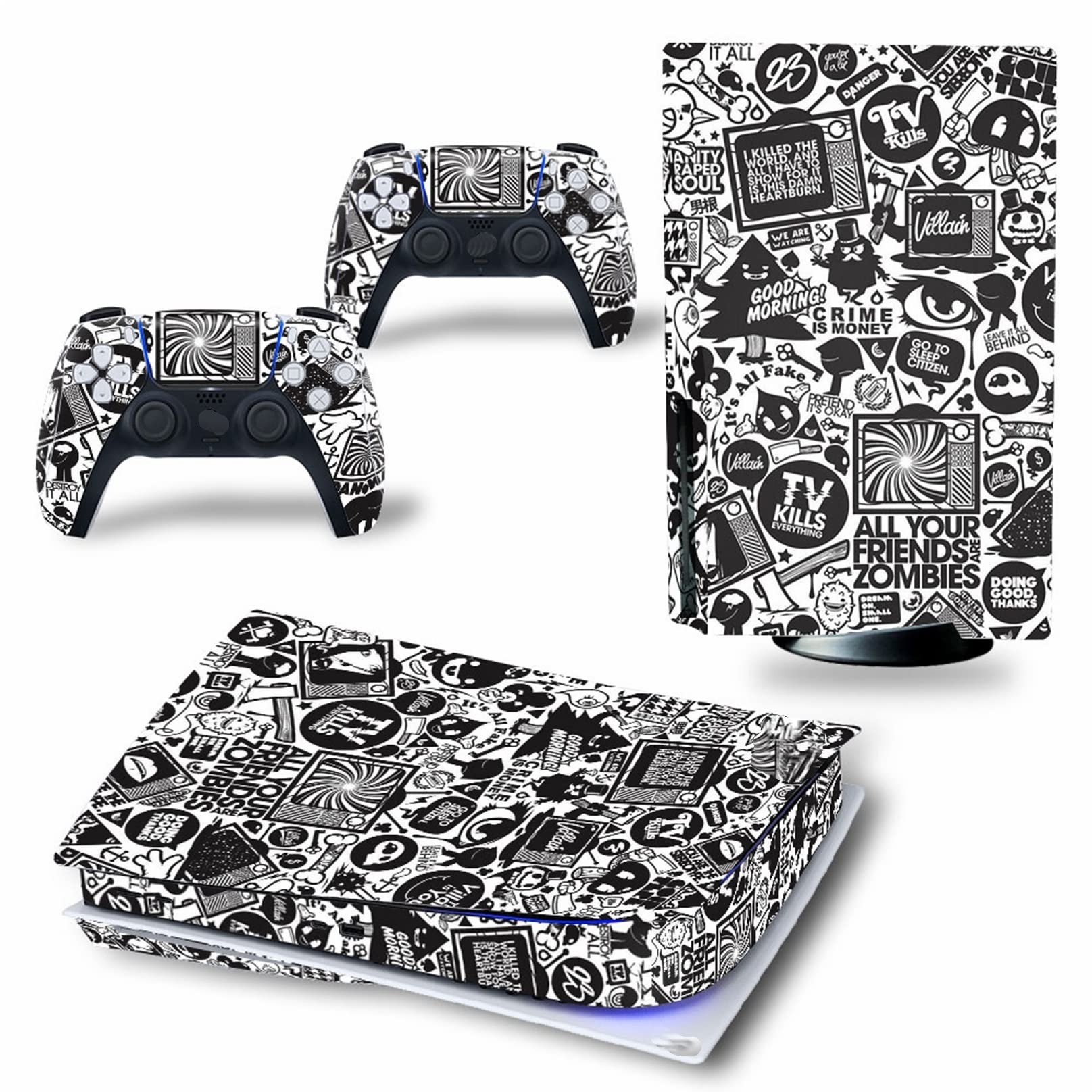 PS5 Console & Controller Vinyl Cover - Scratch-Resistant Skin Wrap for Disc & Digital Edition - Bubble-Free, Anti-Scratch Protection - Perfect for Gaming Setup & Console Protection (Digital Edition Size)
